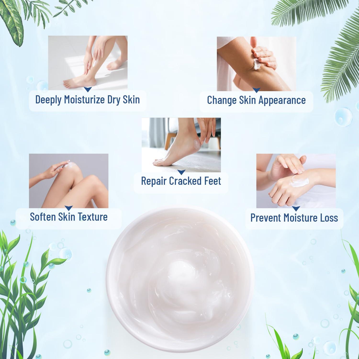 OUKEYA 40% Urea cream for hands and feet, moisturizing skin moisturizer in a 5.29 oz jar with a white and green label