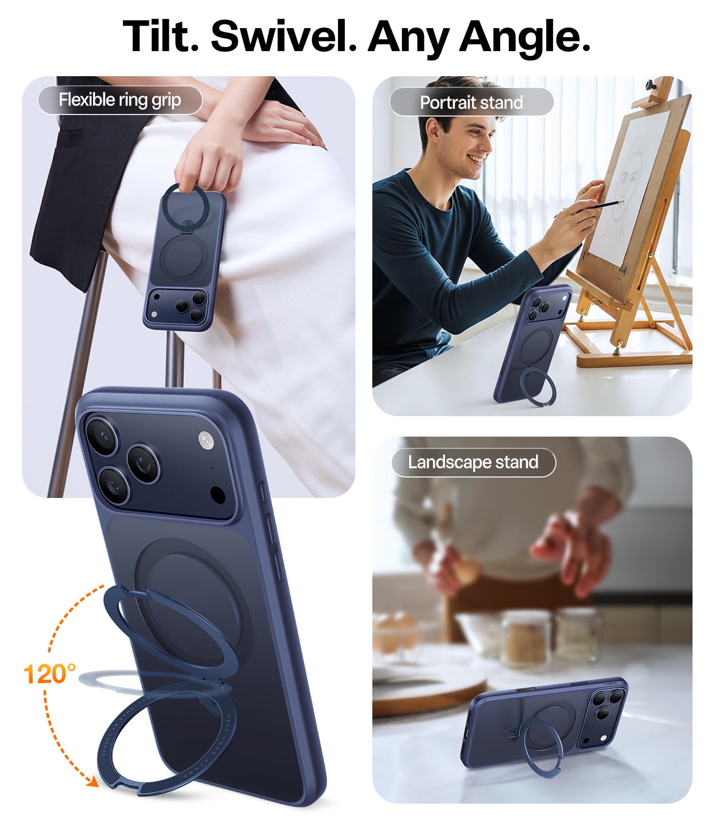 TORRAS Ostand for iPhone 17 Pro Case Magnetic, Fit for MagSafe... - Elefair Tech Official Product View 3