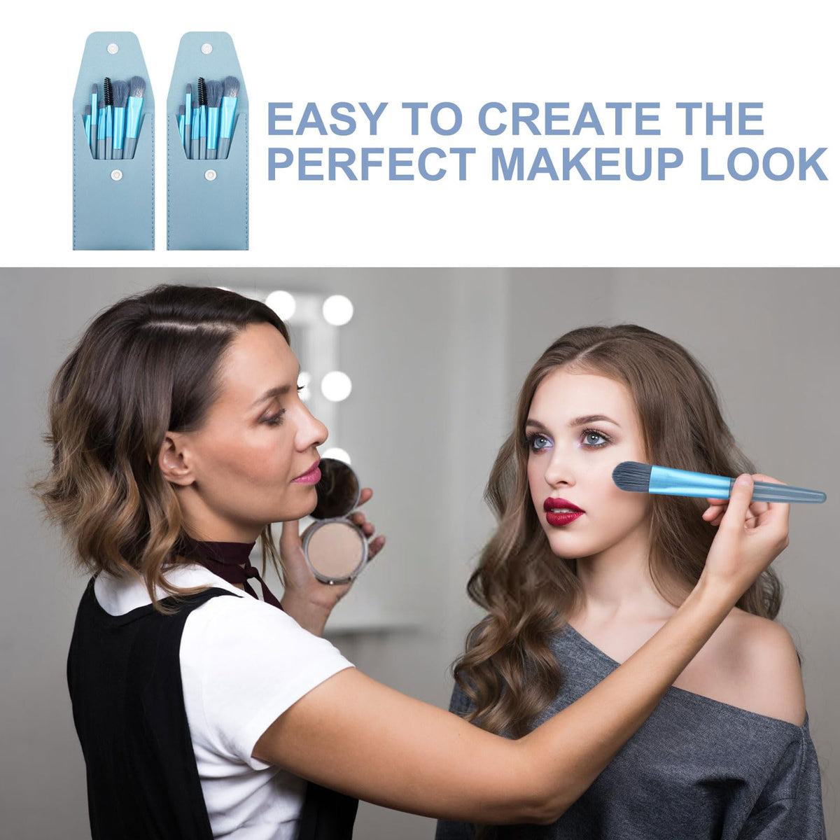 15 Travel Size Makeup Brushes Sets Girl Makeup Party Favors - HDFCLUP Official Imagery - 5