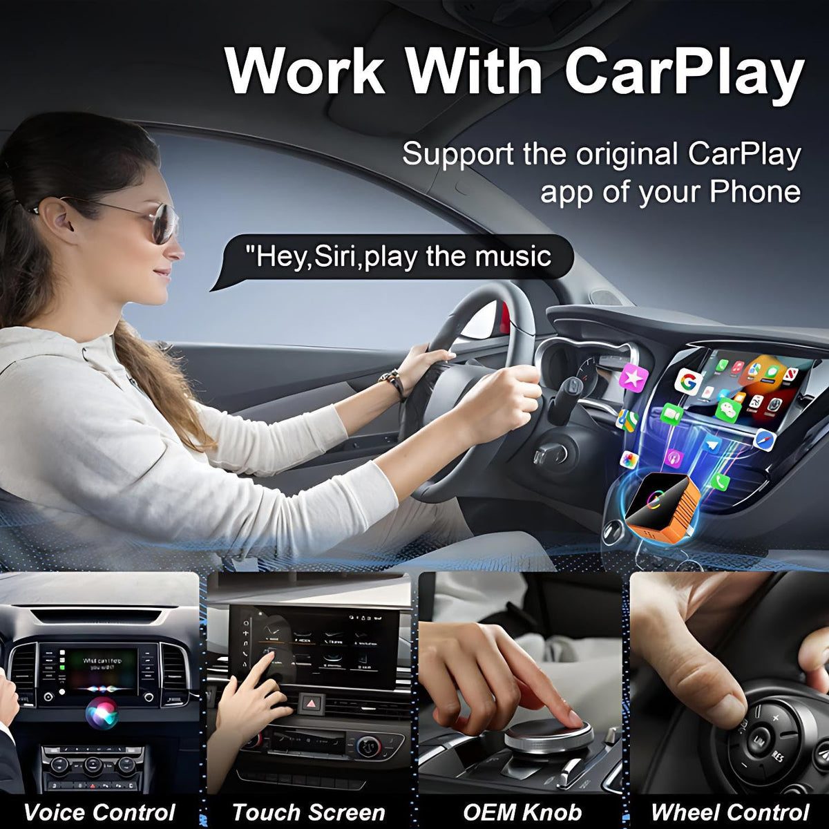 Wireless CarPlay for iPhone Android Screen Mirroring Adapter - Aimery Official Imagery - 7