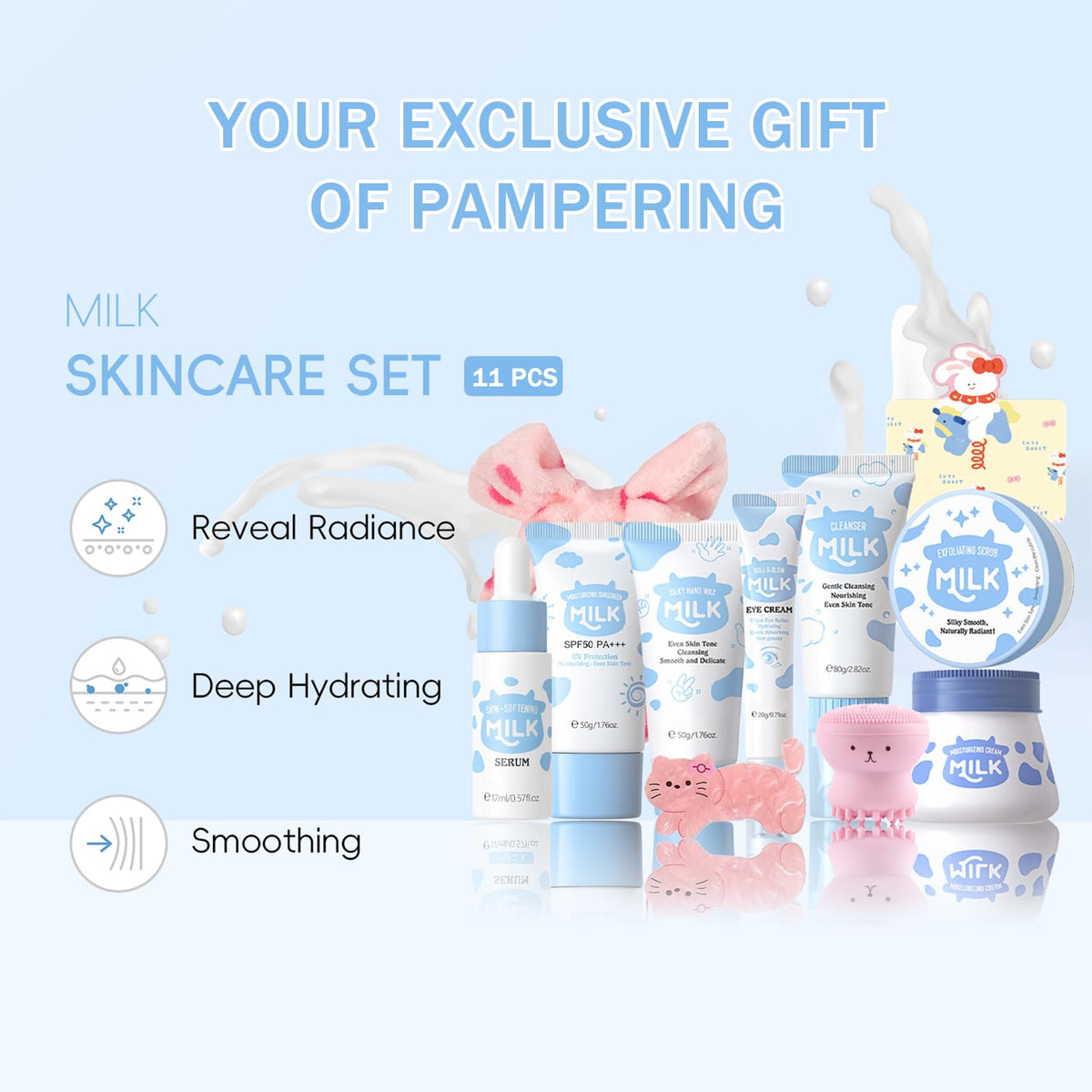 11 In 1 Milk Skincare Set for Women Teens Travel Skincare - Rosardene Official Imagery - 3