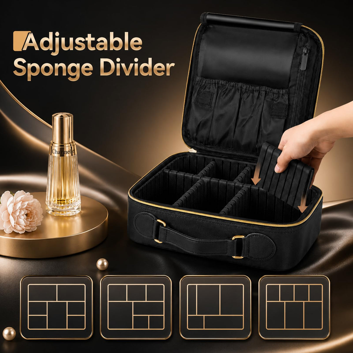 Cosmetic Storage Case with Adjustable Compartments - FOLOKE Official Imagery - 4