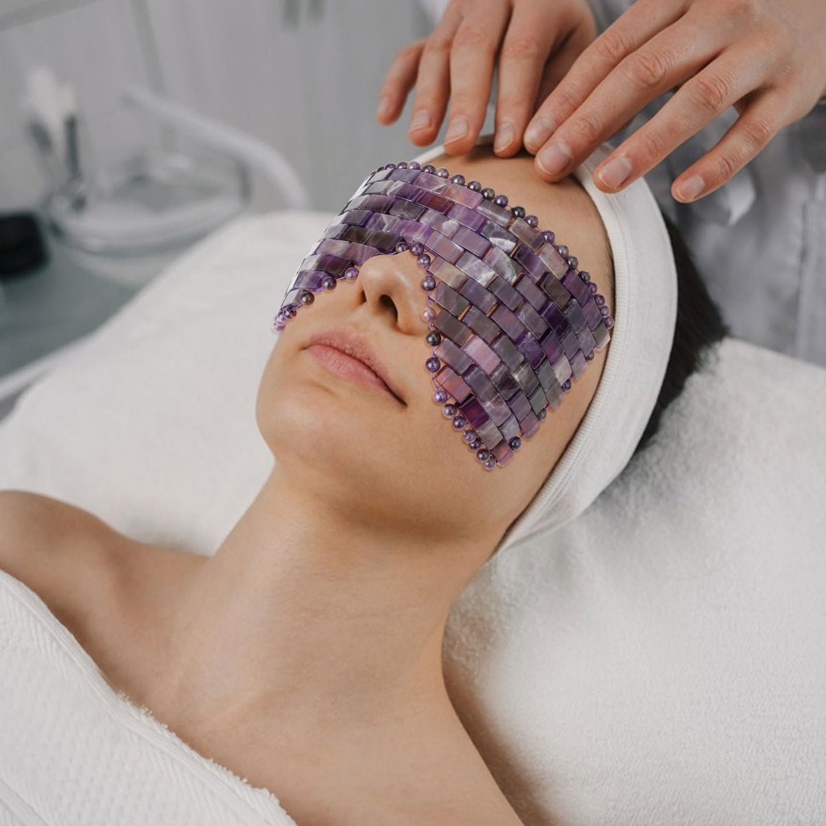 ideayard Jade Eye Mask Natural Jade Stone Beaded Eye Cover - ideayard Official Imagery - 4