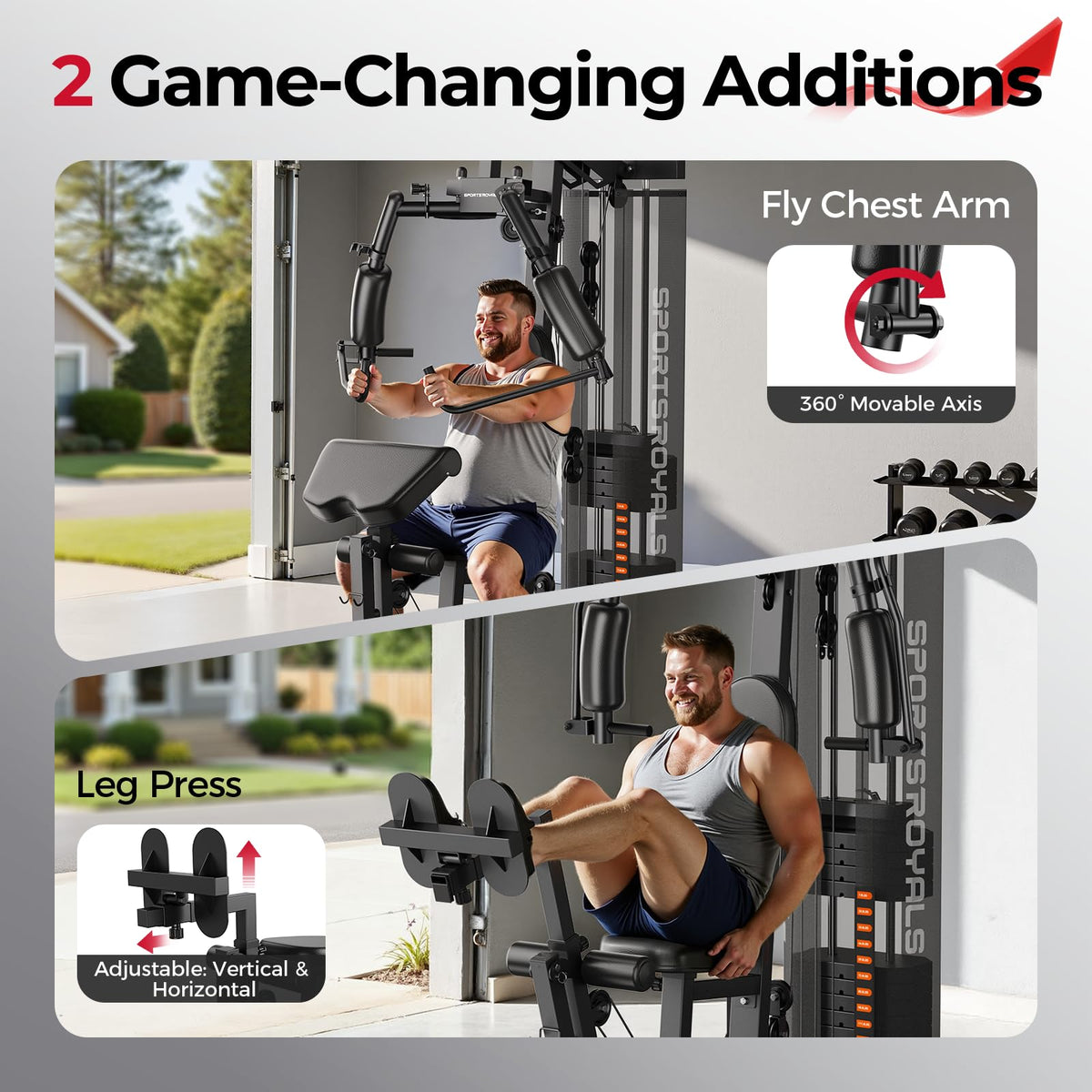 SPORTSROYALS Home Gym Workout Station with 150LBS Weight - Sportsroyals Official Imagery - 5