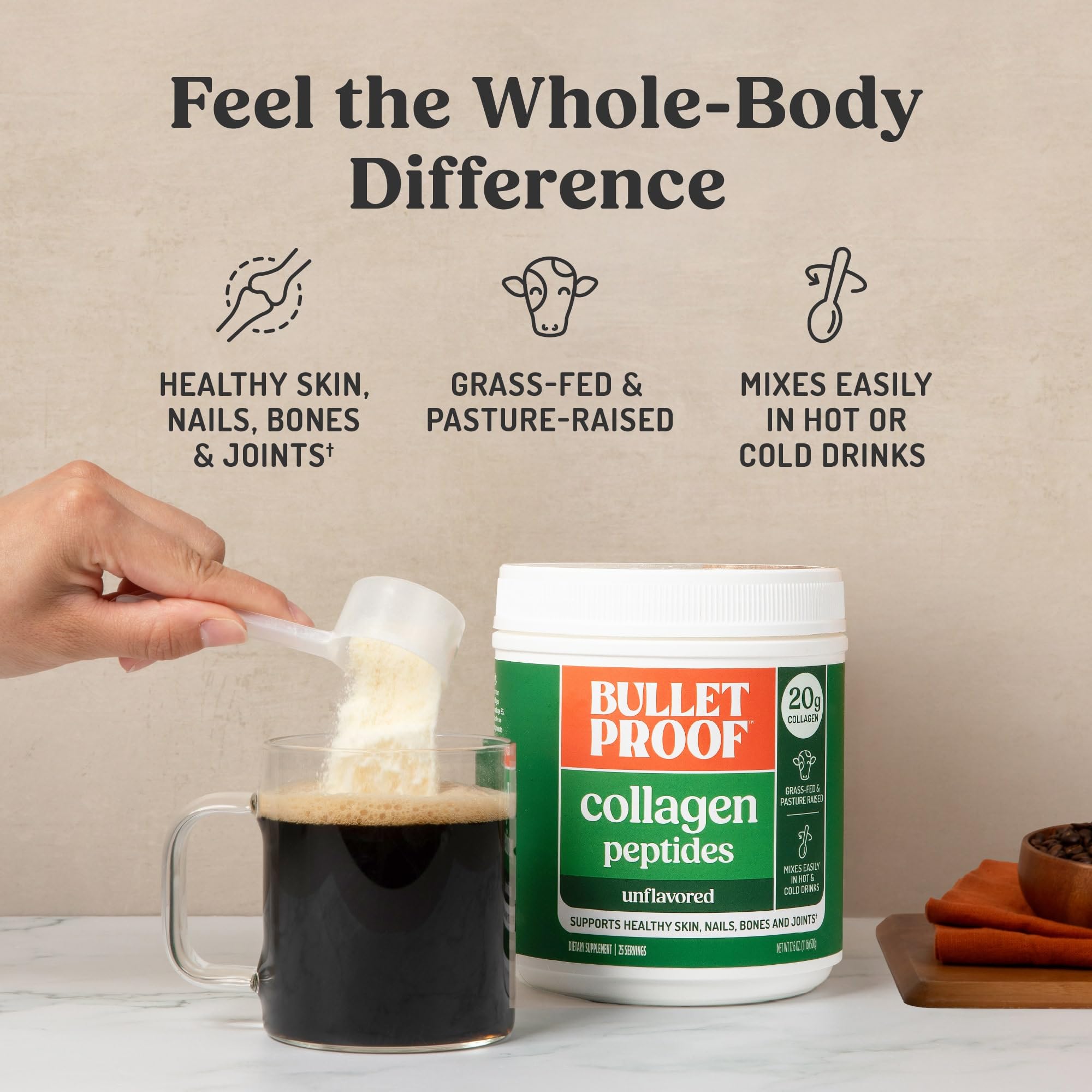Bulletproof Unflavored Collagen Peptides Protein Powder 17 6 - Bulletproof Official Imagery - 4