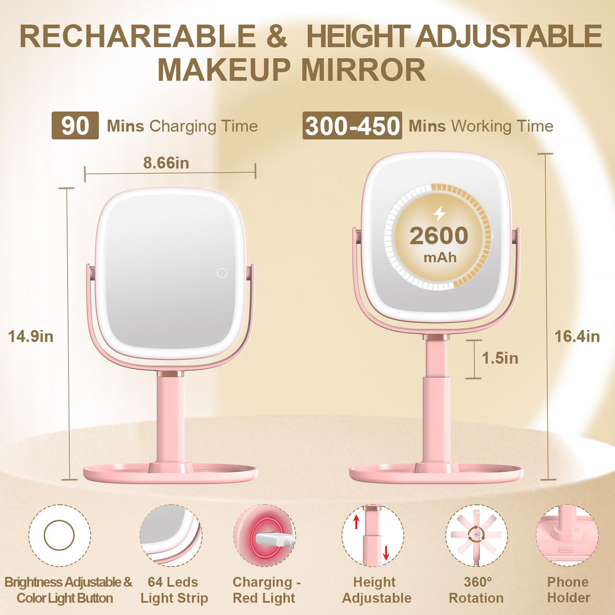 Makeup Mirror with Lights 1X 20X Magnifying Mirror with - Mocado Official Imagery - 3