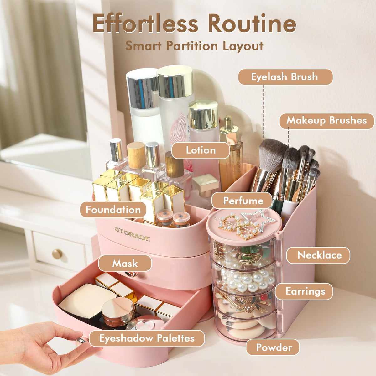 Makeup Organizer Countertop Make Up Organizer for Vanity - XIAPIA Official Imagery - 4