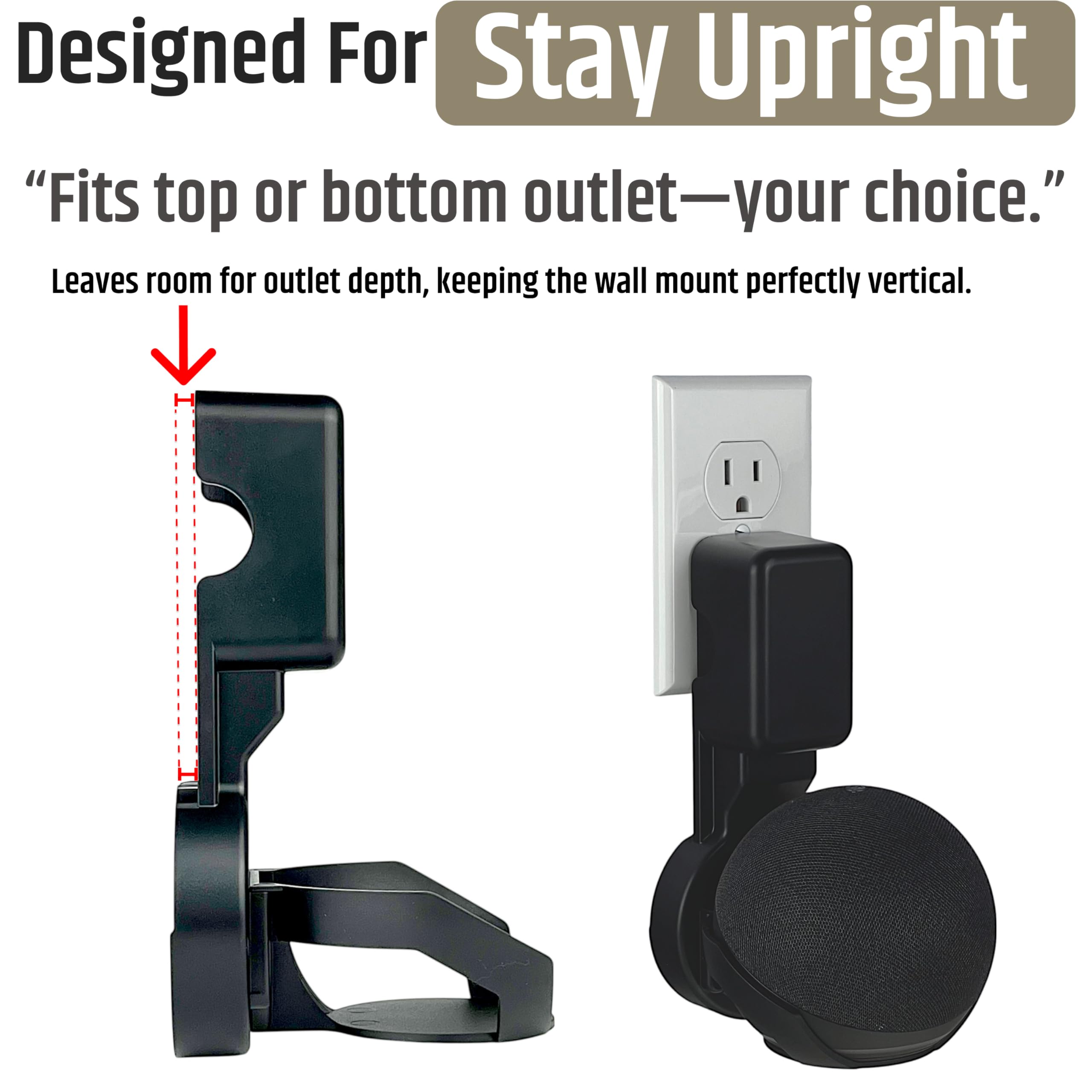 NoveraPrime ] Wall Mount Holder for Dot 4th & 5th Gen & Hopestar by NoveraPrime - Angle View 4