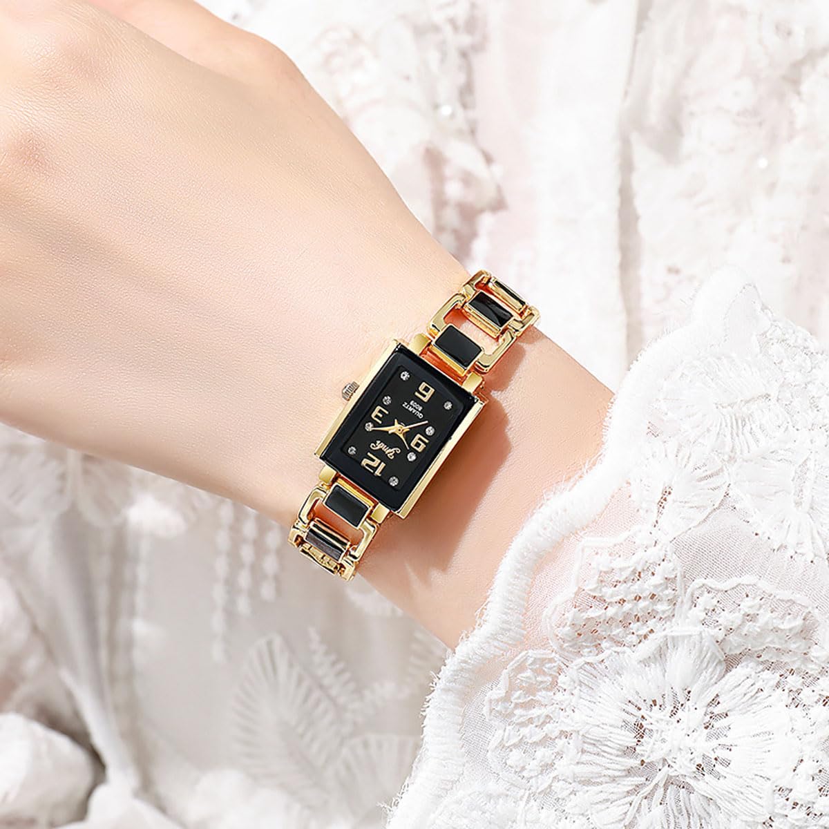 4 Pack Women s Rectangular Watches Vintage Dress Analog - dayutech Official Imagery - 3