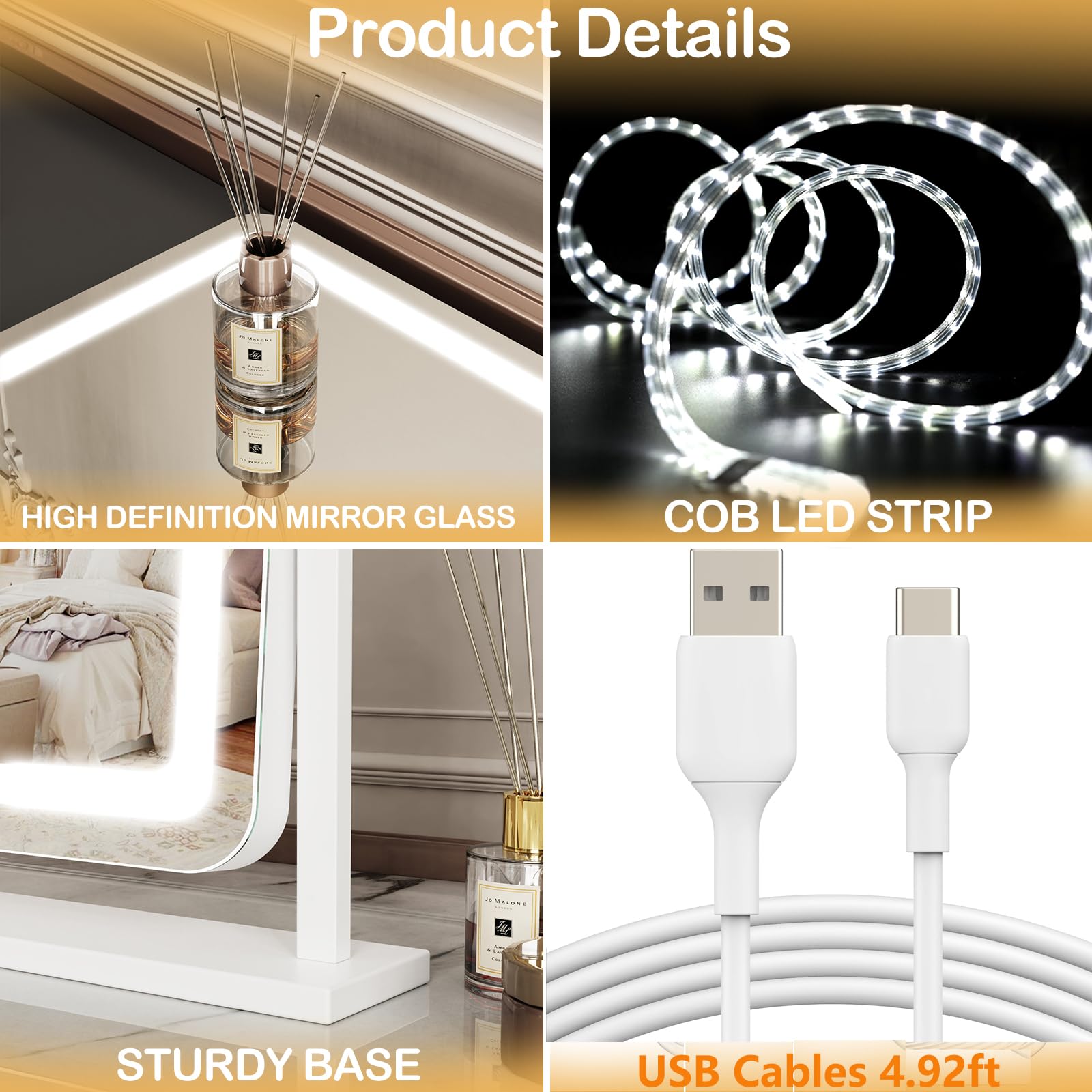 Gvnkvn Lighted Makeup Mirror, Hollywood Vanity Mirror with Lights, Three Color L - Gvnkvn Official Product View 7