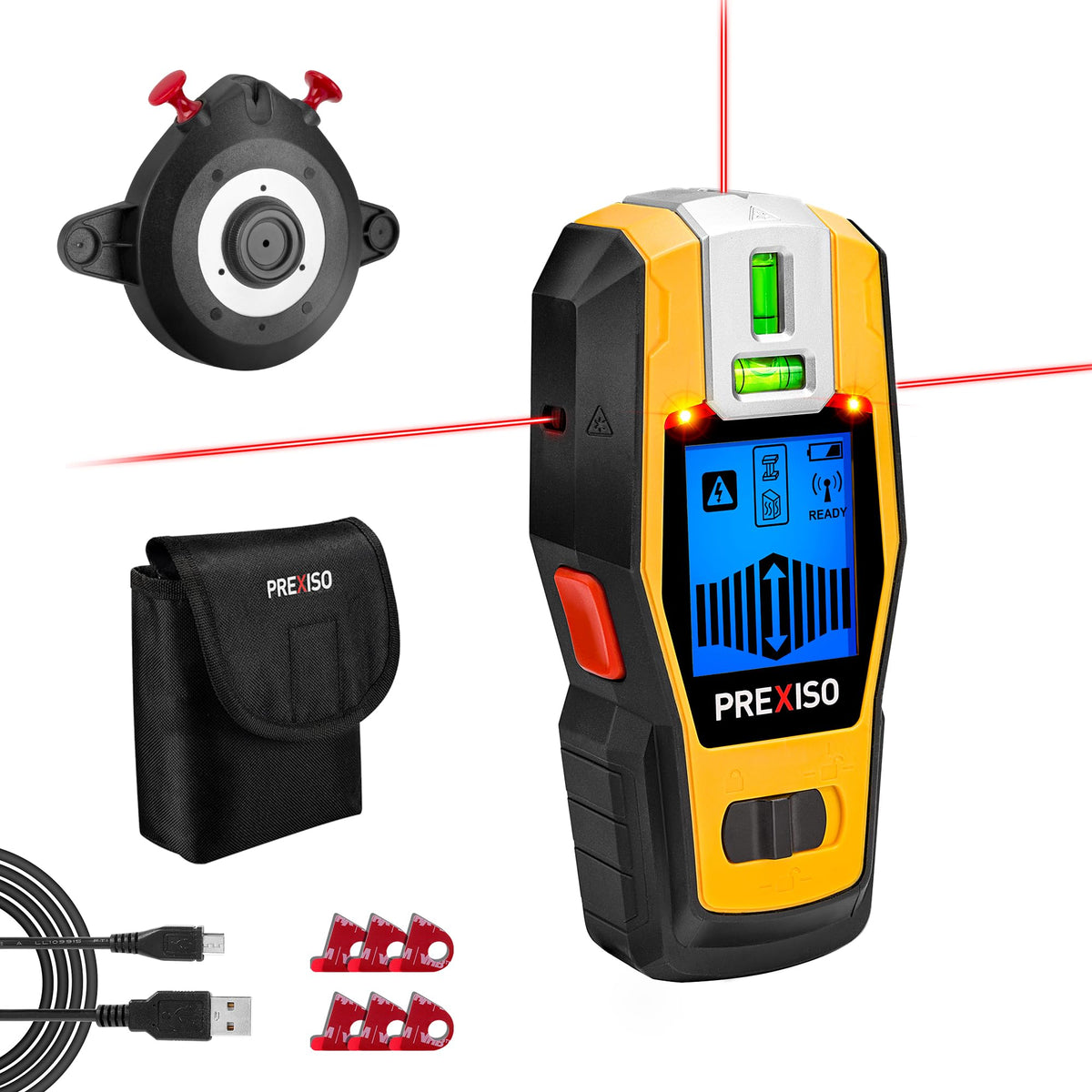 PREXISO 2 in 1 Stud Finder with Laser Level Rechargeable - Prexiso Official Imagery - 2