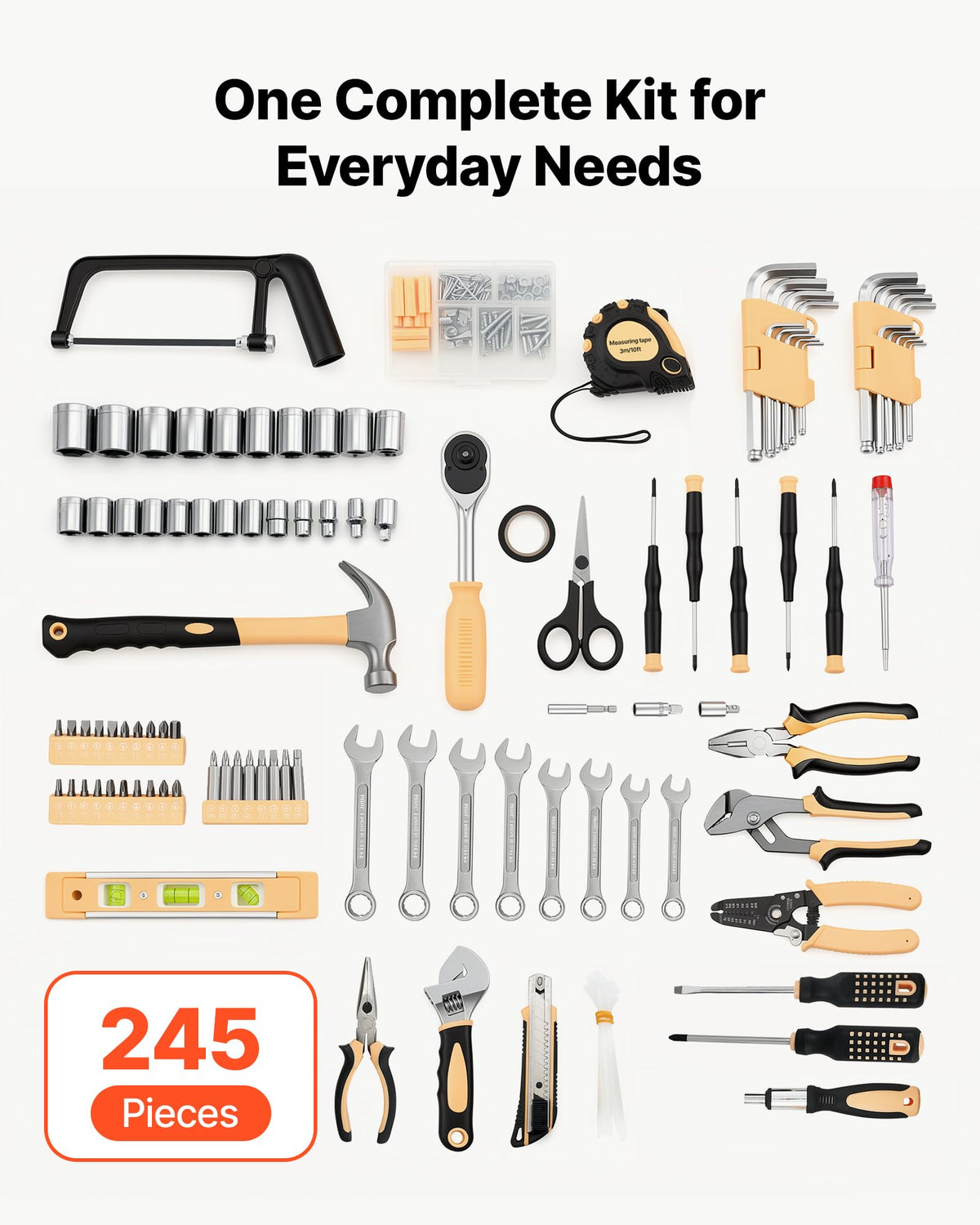 VEVOR 245 Piece Tool Kit General Home and Auto Repair Tool - VEVOR Official Imagery - 4