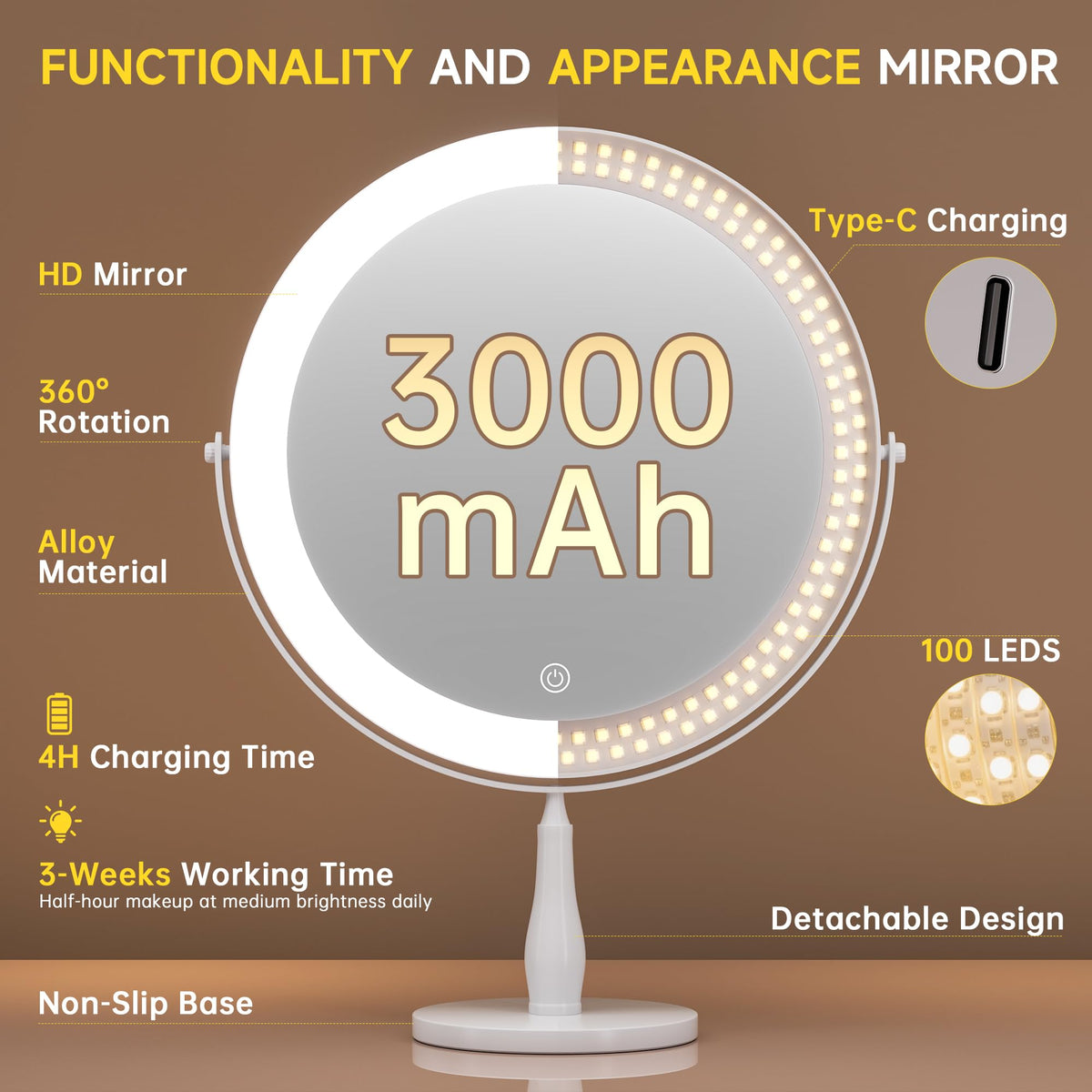 9 Magnifying Vanity Mirror with Light 10X 1X Makeup Mirror - DEXHOM Official Imagery - 7