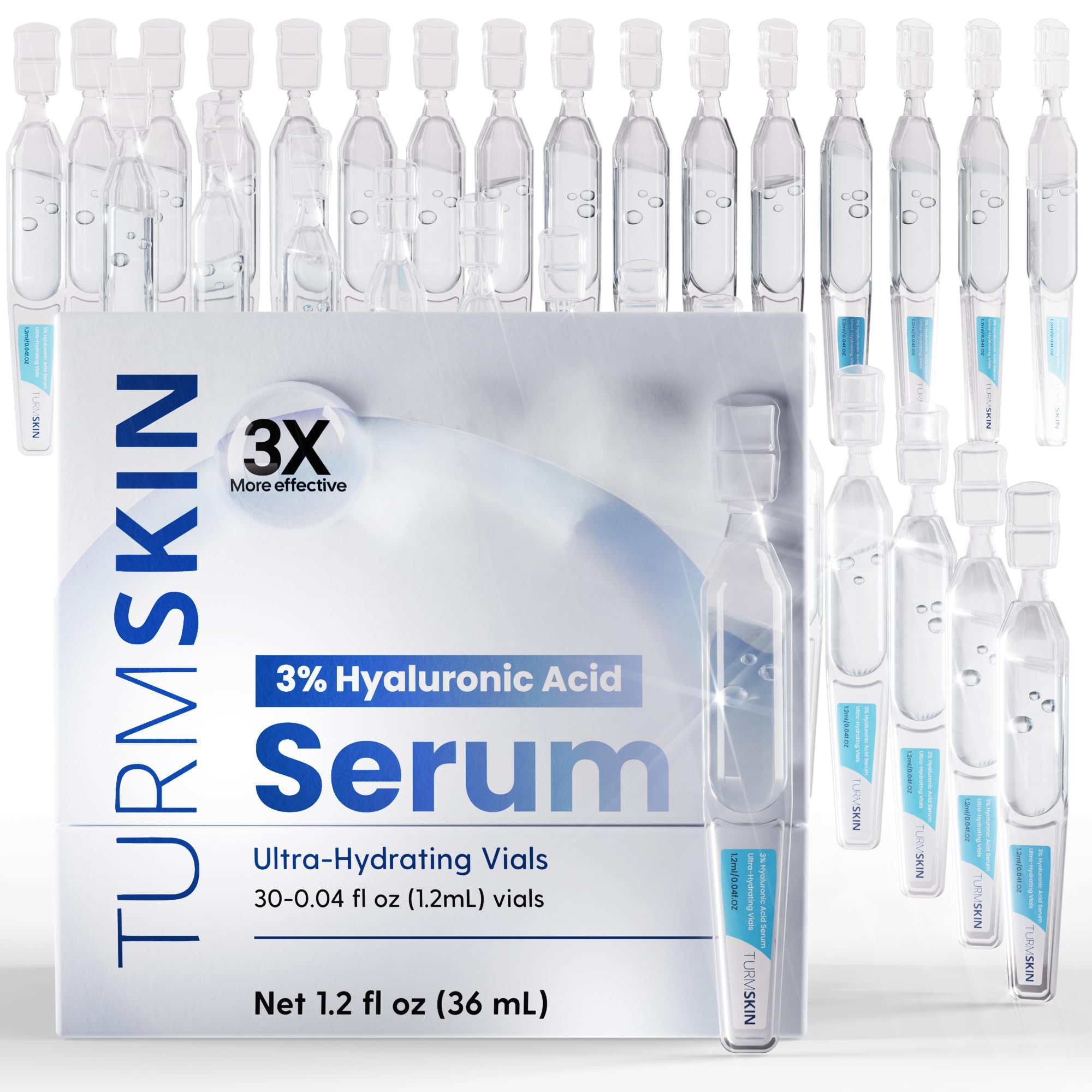 TURMSKIN® Hyaluronic Acid Serum Ampoules [ULTRA HYDRATING VIALS] - Product Imagery
