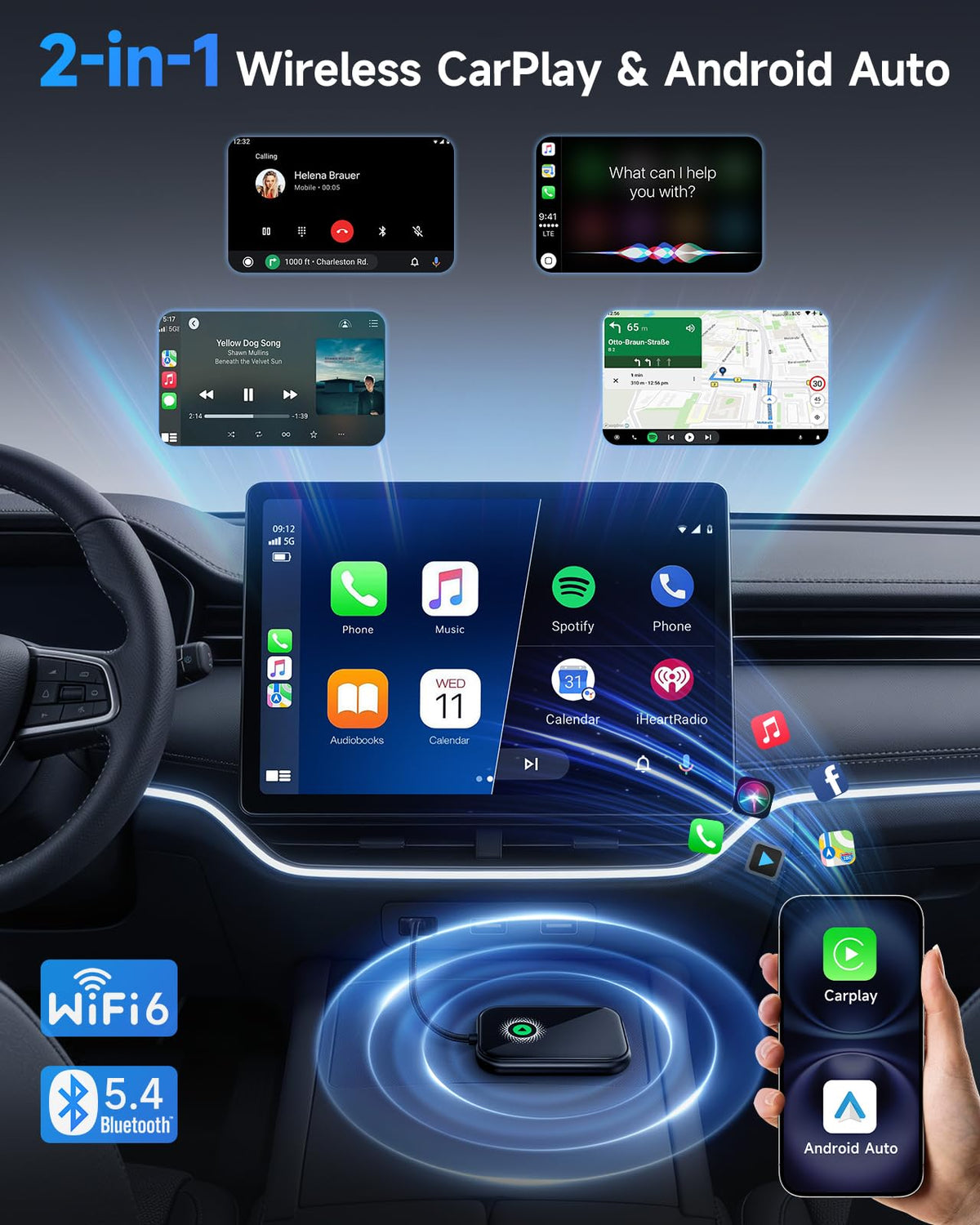 Smarter CarPlay Pro 2 in 1 Wireless CarPlay Android Auto - AweEos Official Imagery - 3