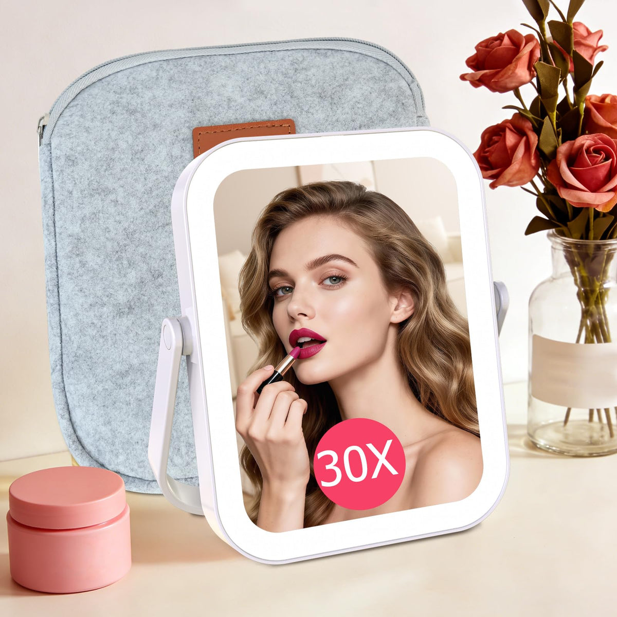 FUNTOUCH 30X 1X Travel Magnifying Mirror with Light White - FUNTOUCH Official Imagery - 2