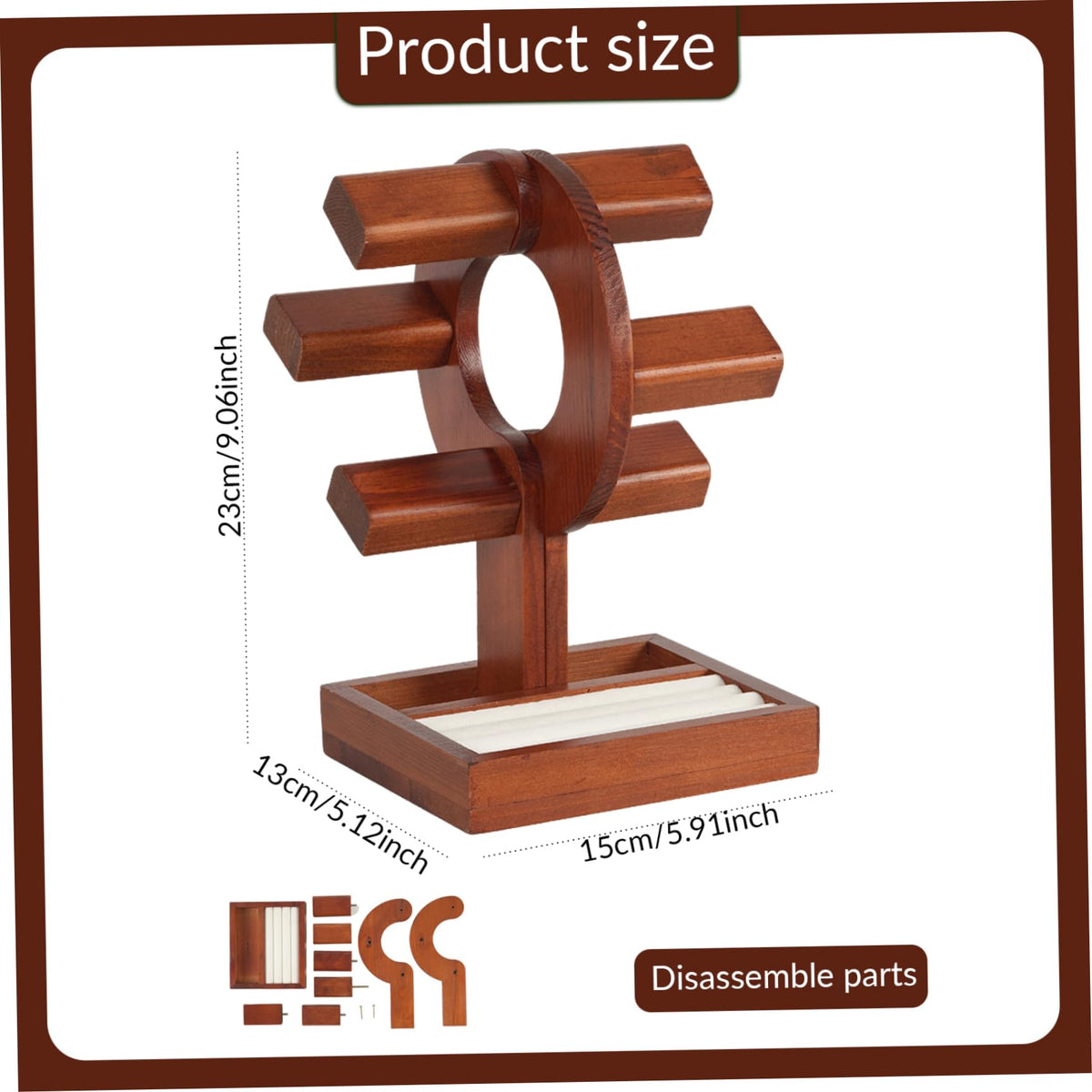 NIDONE Watch Stand Wooden Watch Holder with Storage Tray - NIDONE Official Imagery - 4