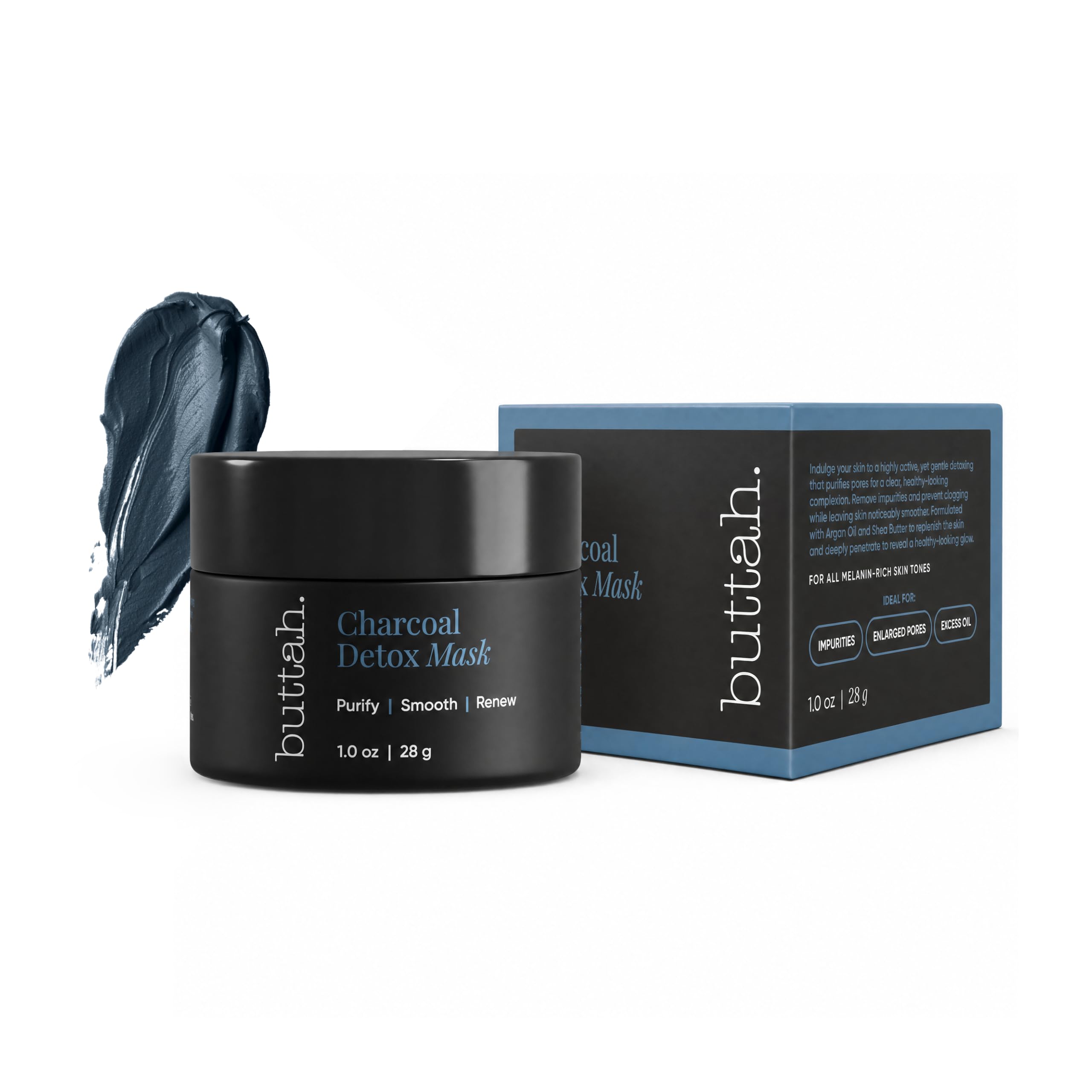 Buttah Skin Charcoal Detox Mask - Activated Charcoal & Rose - Product Imagery