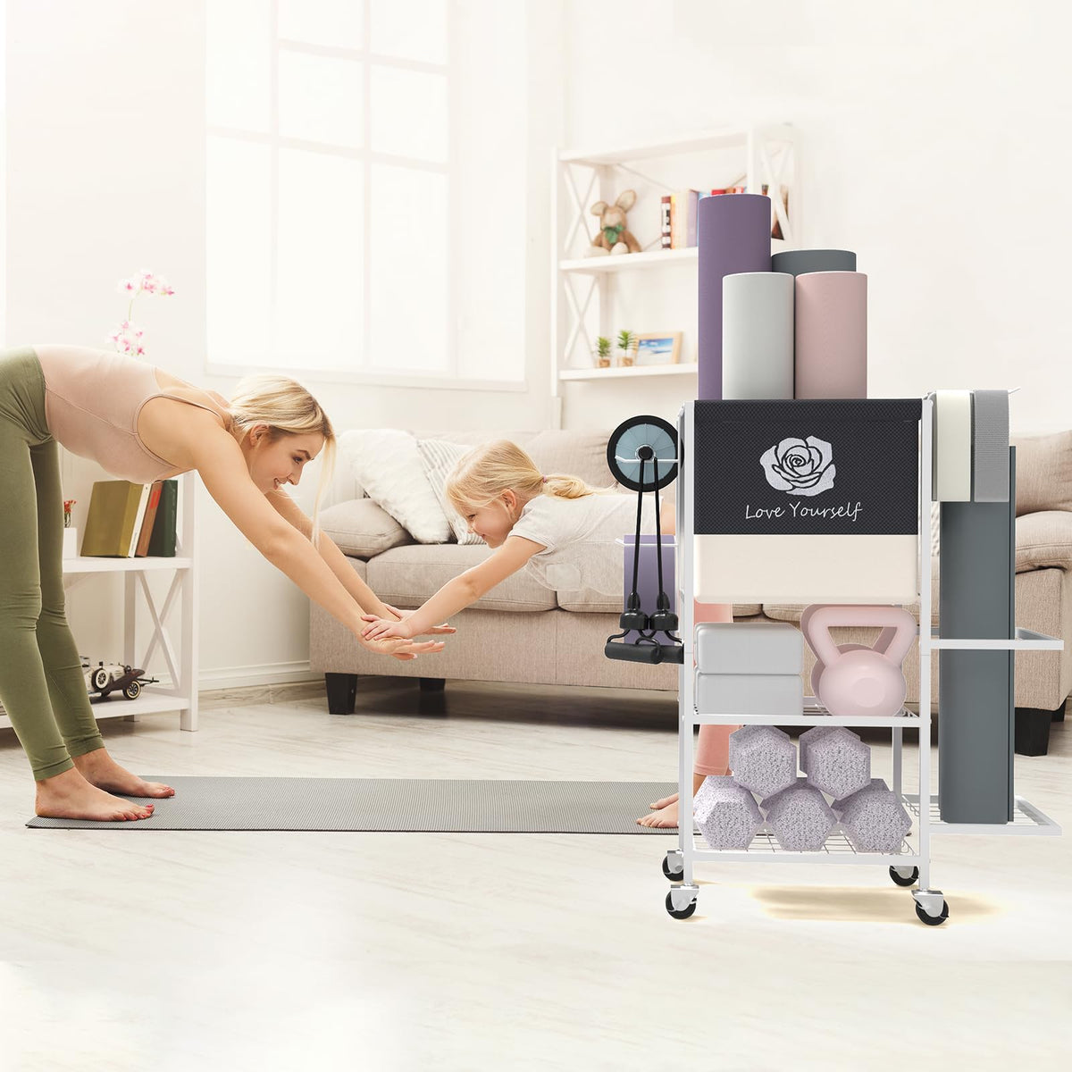 Multi Functional Home Gym Storage Rack Yoga Mat Storage on - Lovind Official Imagery - 6