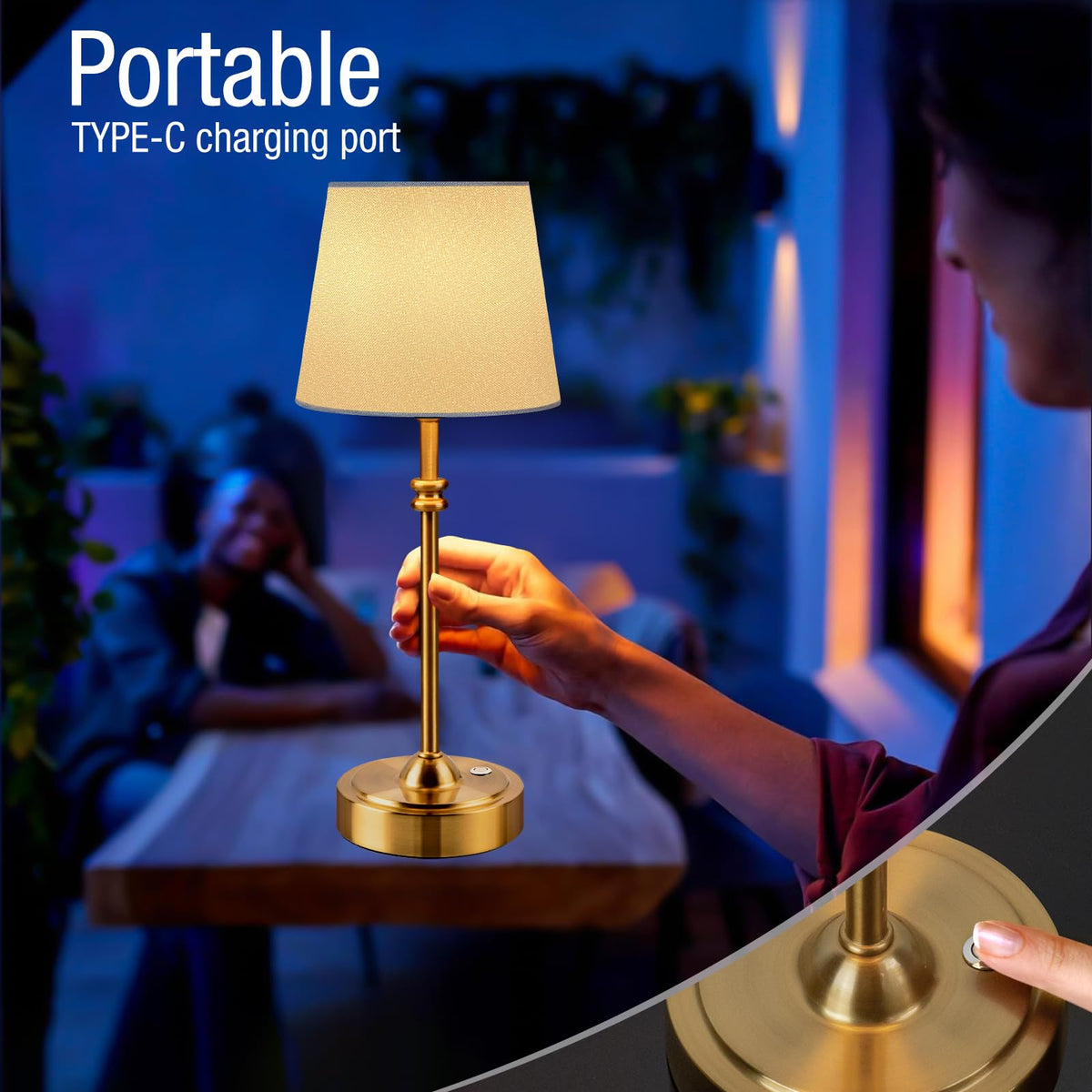 ONEWISH Cordless Lamp Battery Operated Table lamp 4000mAh - ONEWISH Official Imagery - 3