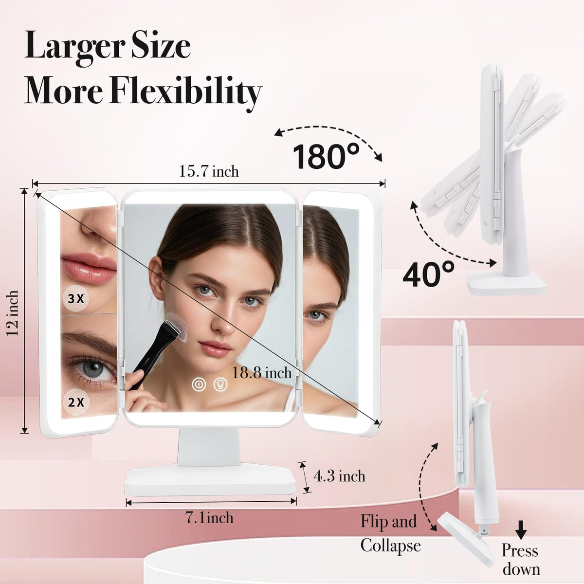 SIMETRA 15 6 Rechargeable Makeup Mirror with Lights 156 LED - SIMETRA Official Imagery - 3