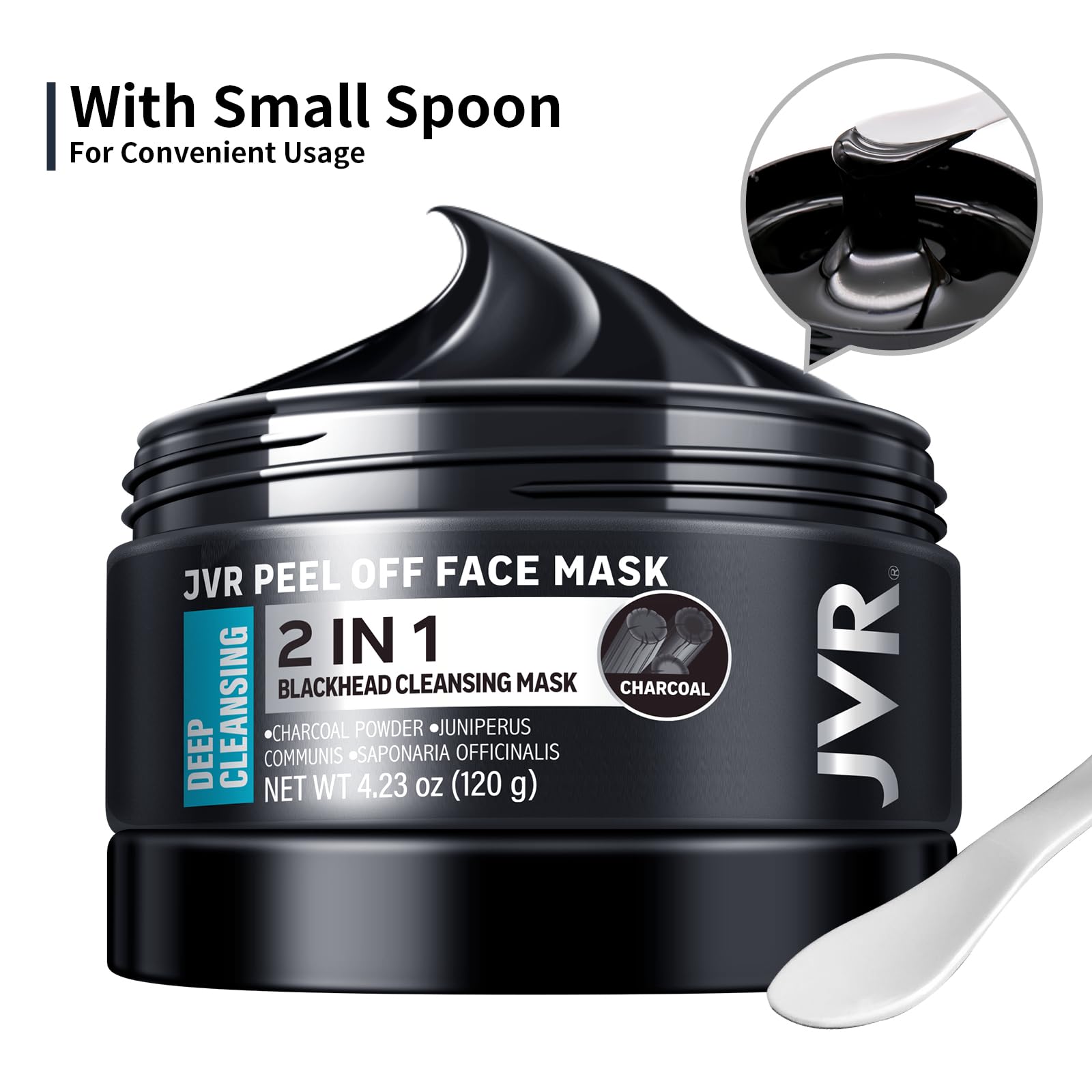 JVR Peel Off Face Mask, Blackhead Mask for Men, Charcoal Peel - JVR