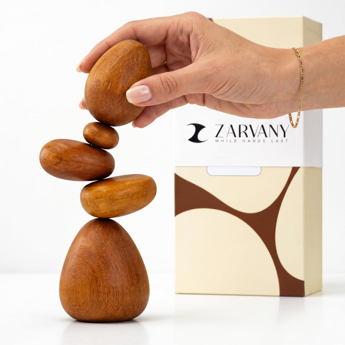 Cairn Sculpture Magnetic Wood Art for Desk Office Indoor - Zarvany Official Imagery - 1