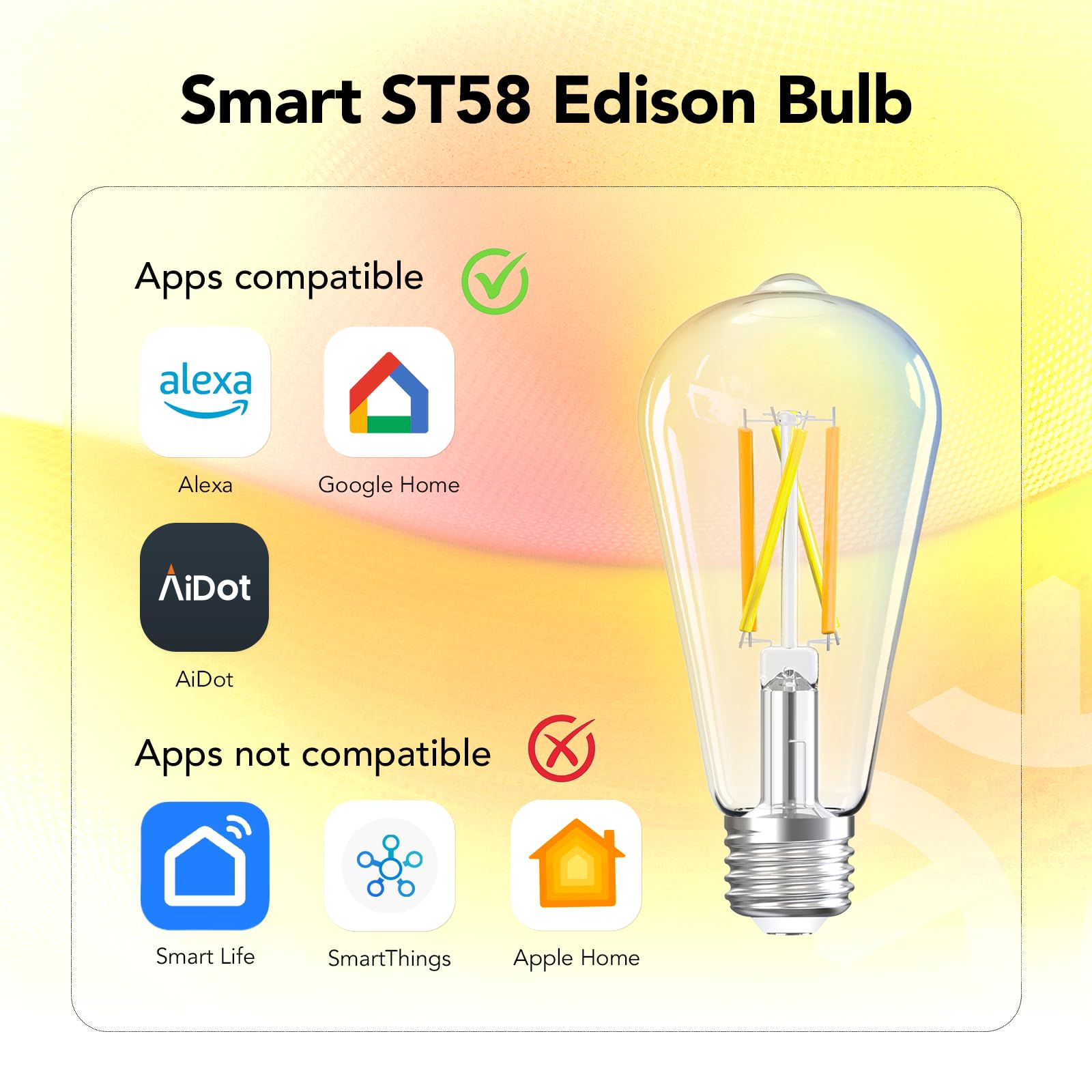 OREiN Smart Edison Light Bulbs 2 4 Ghz Wi Fi ST19 Vintage - OREiN Official Imagery - 7