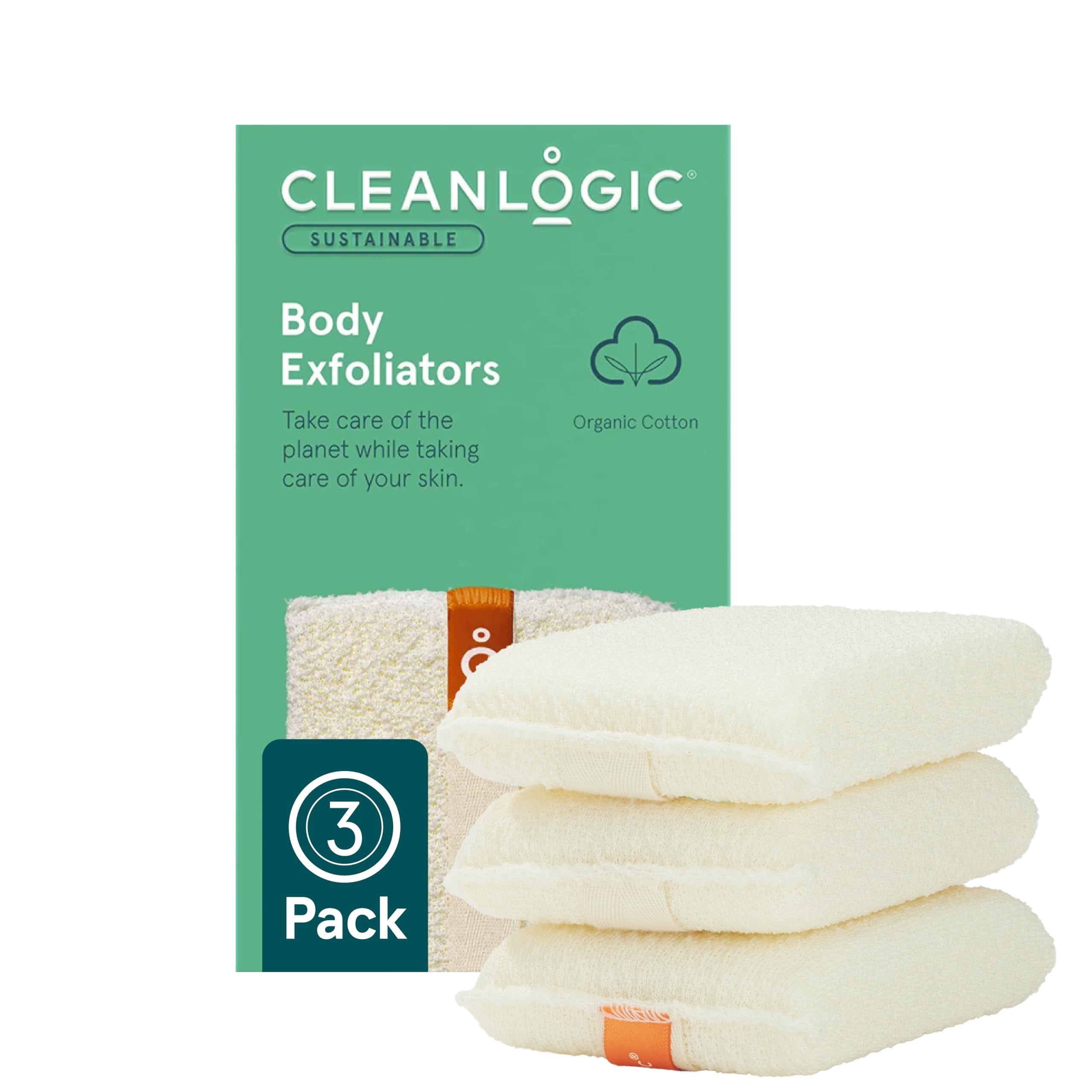 Cleanlogic Organic Cotton Small Exfoliating Body Scrubber – Deep Cleansing - Cleanlogic Official Product View 1