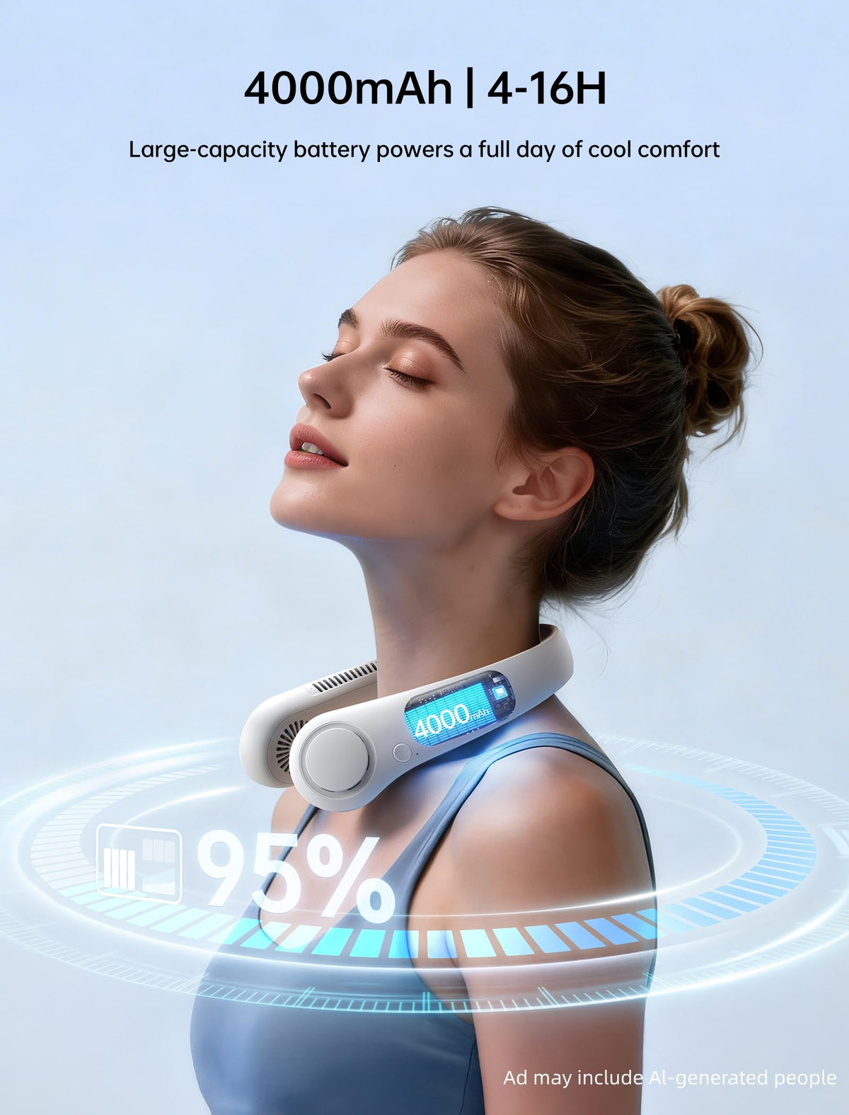 JISULIFE Portable Neck Fan Hands Free Bladeless 5 Speeds - JISULIFE Official Imagery - 6