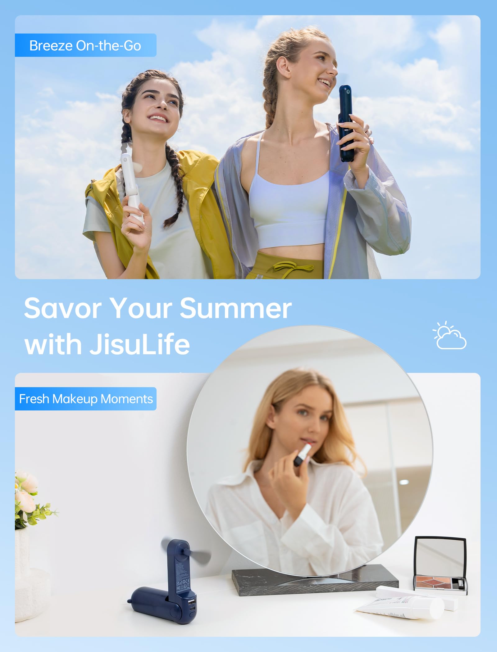 JISULIFE 3 IN 1 Portable Fan with Power Bank & Flashlight Featured - JISULIFE Official Product View 6