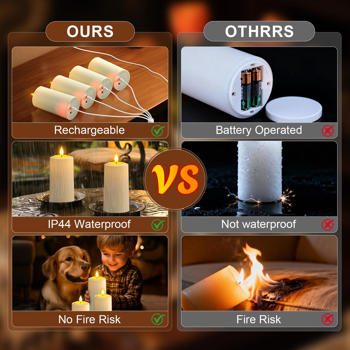 PChero Rechargeable Flameless Pillar Candles with Remote 4 - PChero Official Imagery - 5