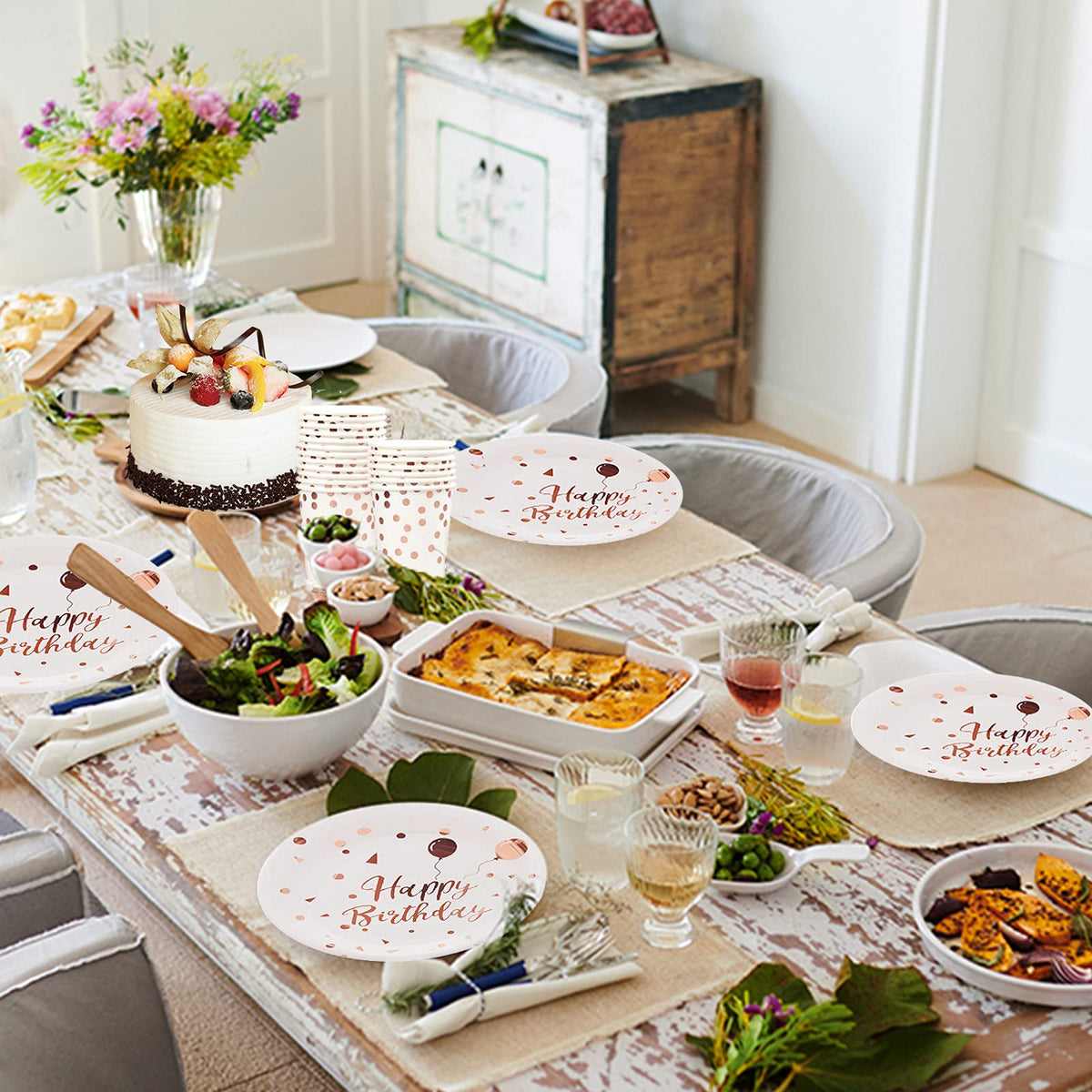 White Rose Gold Party Supplies - LIUGUSUN Official Imagery - 8