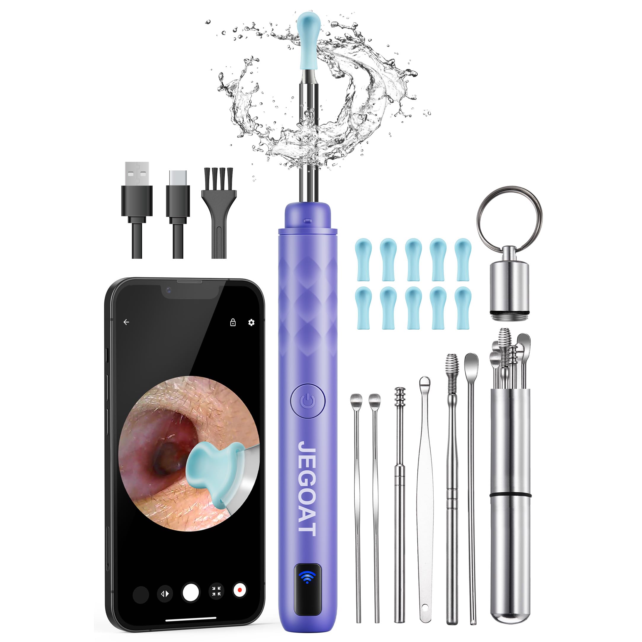 JEGOAT Ear Wax Removal Tool Camera, 1296P HD Otoscope with 6 LED Light - View 9