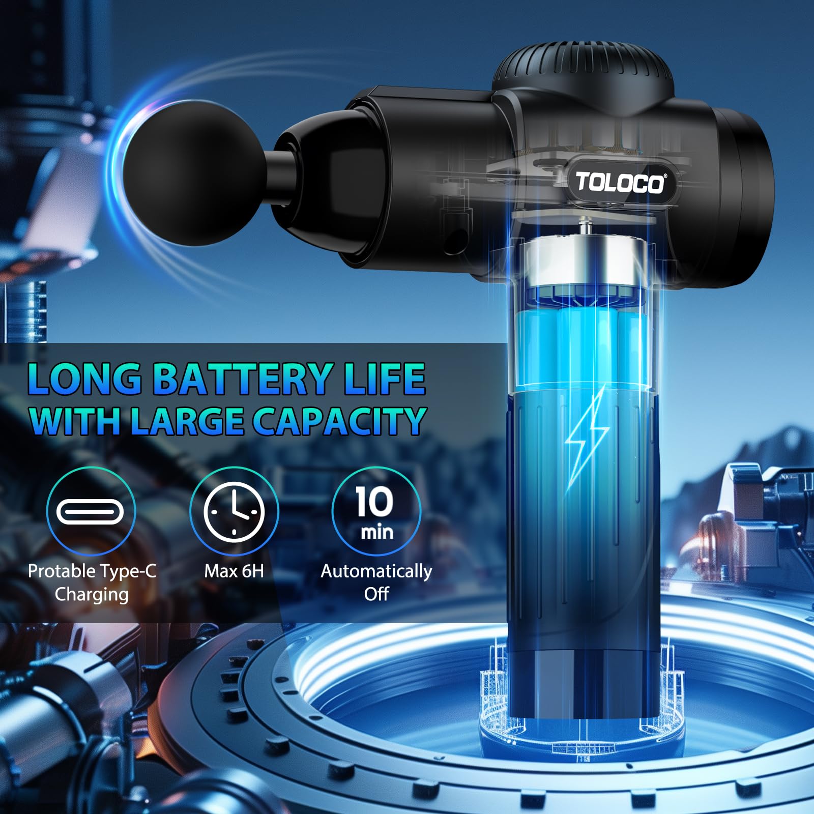 TOLOCO Massage Gun, Deep Tissue Back Massage for Athletes for Pai by TOLOCO - Angle View 4
