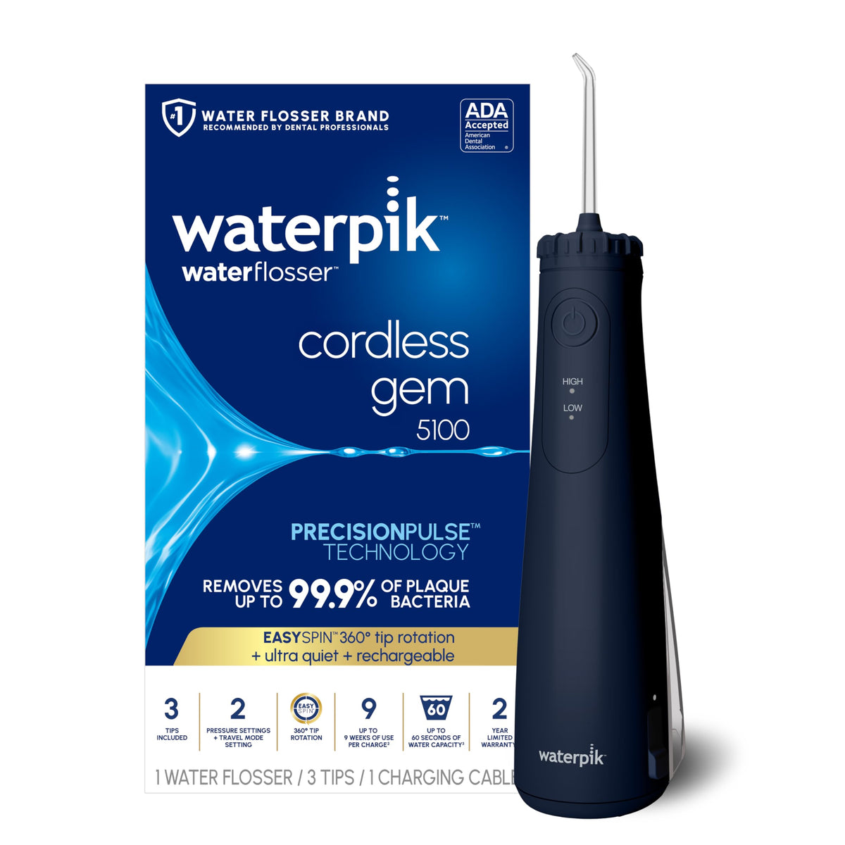Waterpik Cordless Gem 5100 Portable Water Flosser - Waterpik Official Imagery - 1