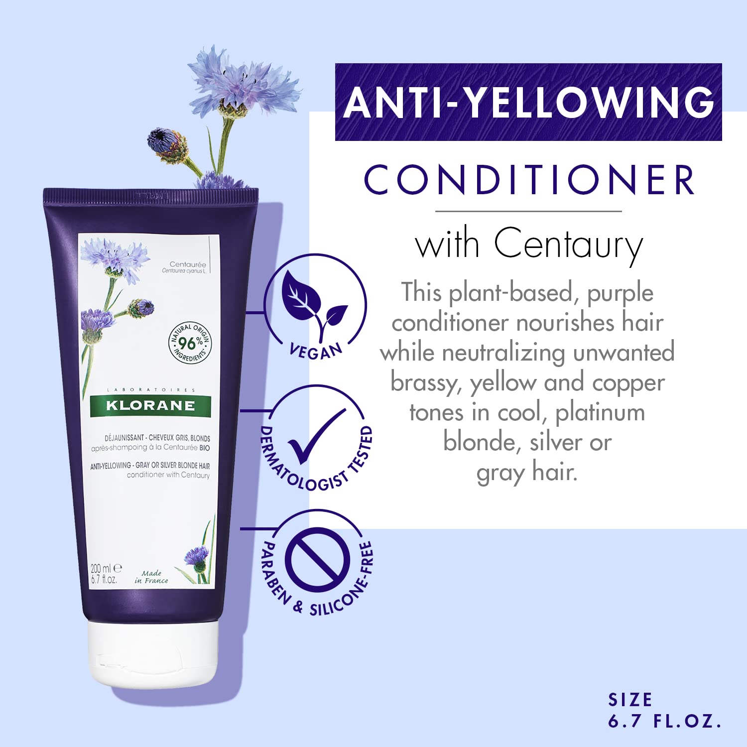 Klorane Purple Anti-Yellowing Conditioner with Centaury