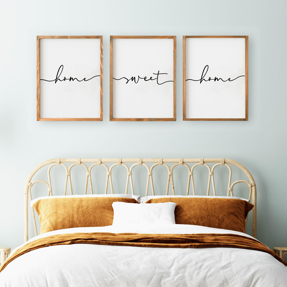 Set of 3 Framed Farmhouse Home Sweet Home Sign Above Bed - Heiple Official Imagery - 6