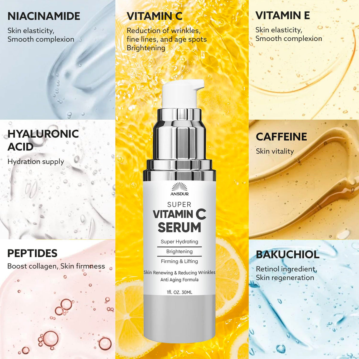 Super Vitamin C Serum for Women Over 70 Vitamin C Face Serum - ANSDUR Official Imagery - 7