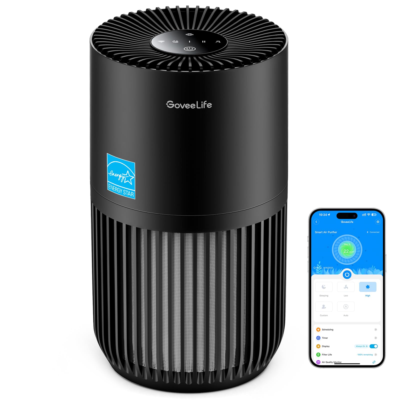 GoveeLife Smart Mini Air Purifier for Bedroom, with App & Alexa Control - GoveeLife Official Product View 9