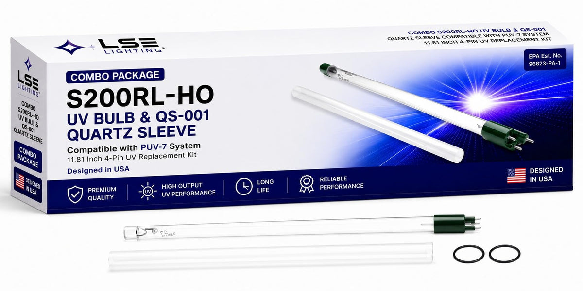 LSE Lighting S200RL HO UV Bulb and QS 001 Quartz Sleeve Kit - LSE Lighting Official Imagery - 1