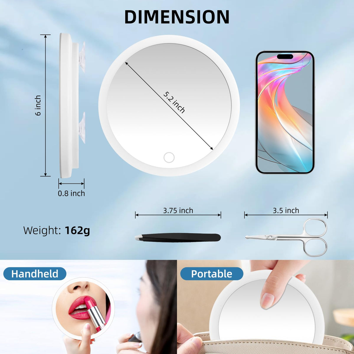 30X Concave Magnifying Mirror with Lights 3 Suction Cups for - JJhxr Official Imagery - 6