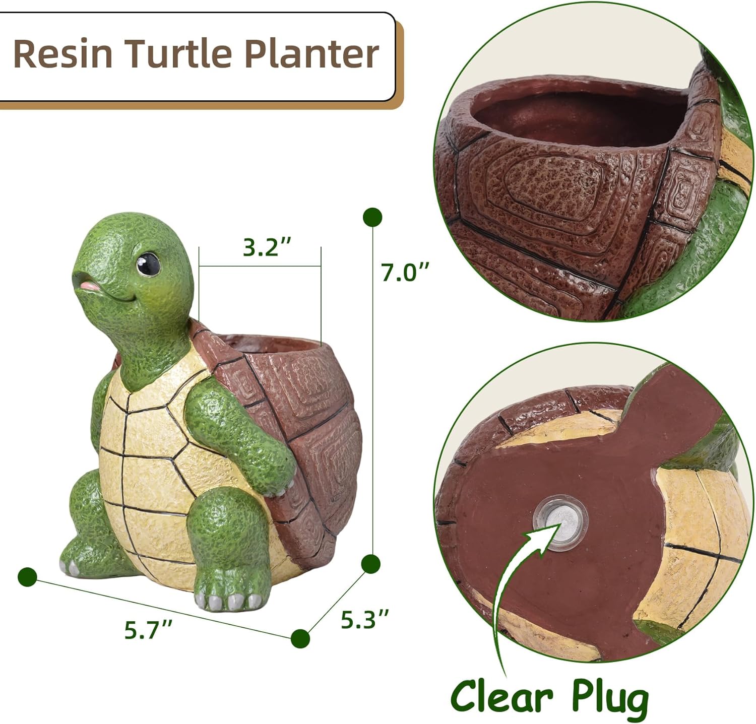 Saysmile cute turtle-shaped indoor plant planters with drainage holes, small succulent pots for home decor.