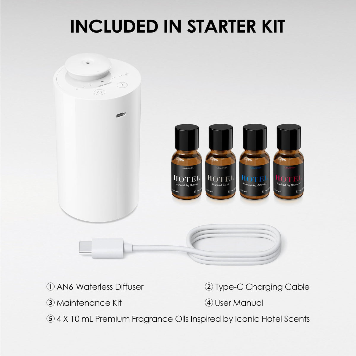 Airversa AN6 Waterless Essential Oil Diffuser Starter Kit - Airversa Official Imagery - 7