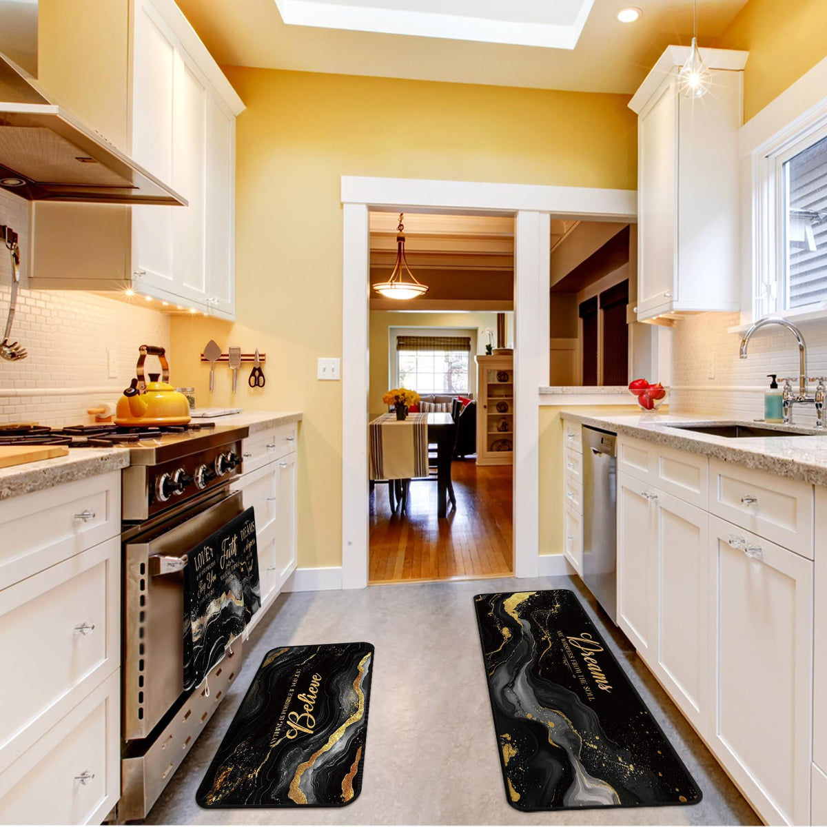 Fourluoo 10 Pcs Black and Gold Marble Kitchen Decor Set - Fourluoo Official Imagery - 8
