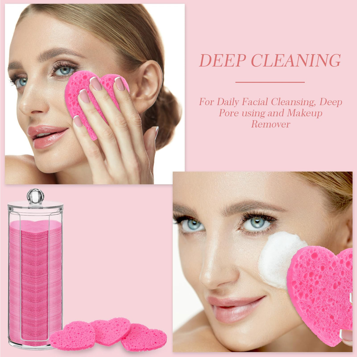 Sieral 120 Pcs Compressed Facial Sponges Heart Rose Red - Sieral Official Imagery - 6