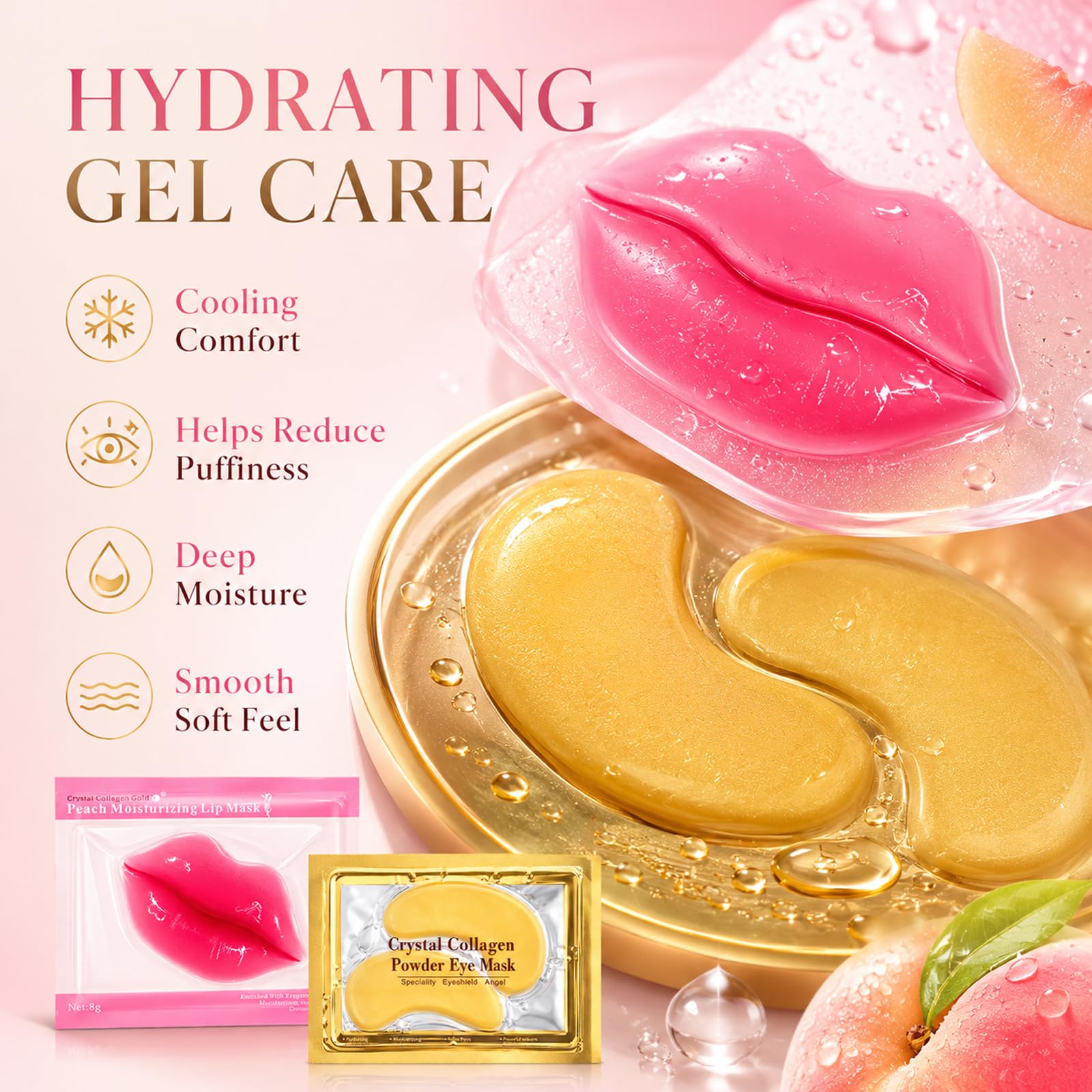 30 Pairs Eye Masks &amp; Lip Masks, 24K Gold Under Eye Patches - Sulily
