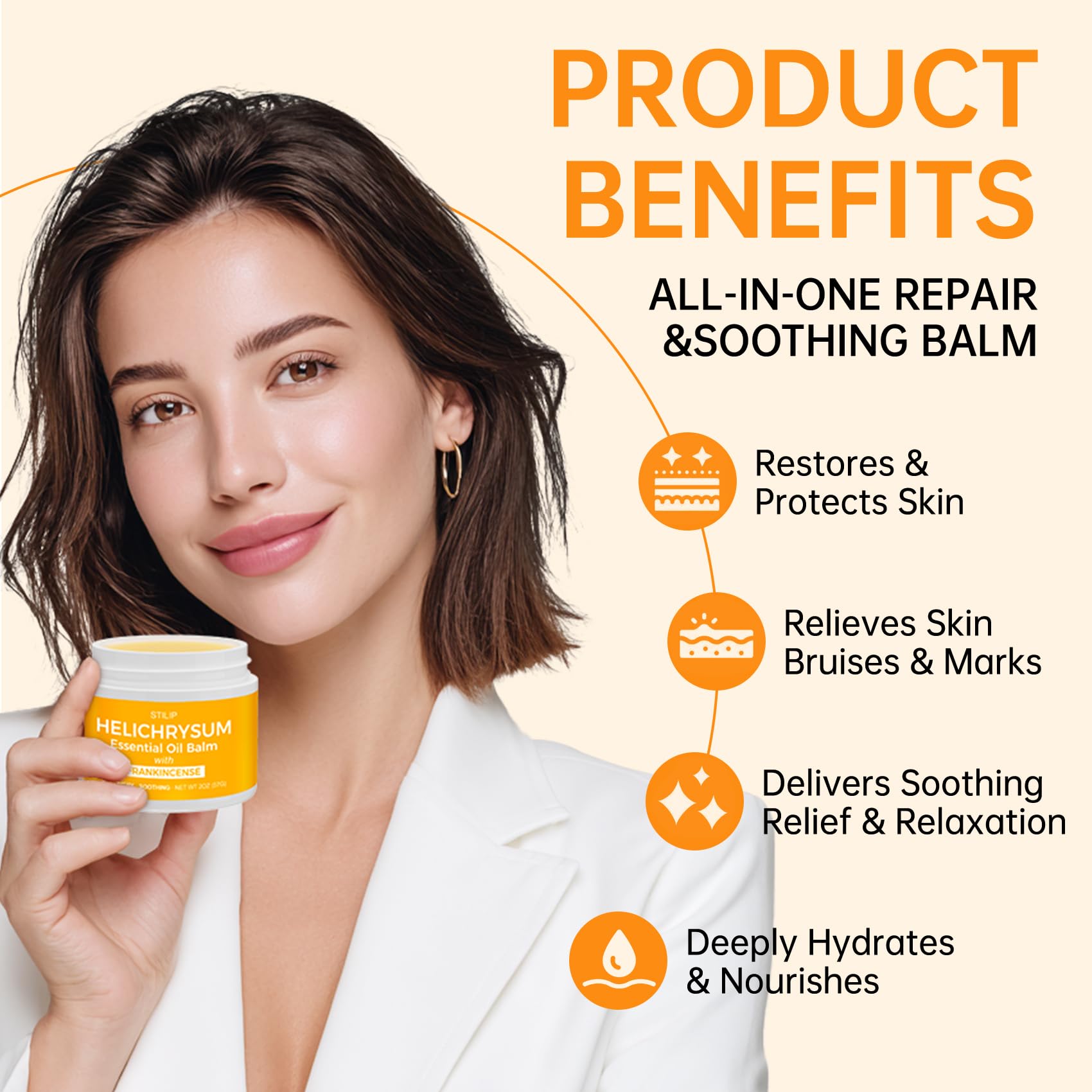 STILIP Helichrysum and Frankincense balm, anti-aging skin moisturizer in a 2oz jar, nourishing and hydrating for healthy skin.