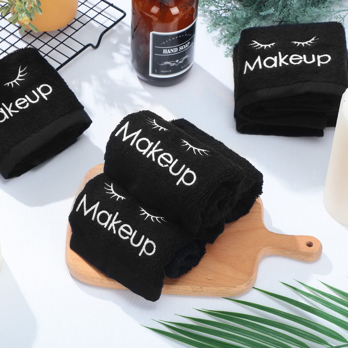6 Pcs Black Makeup Towels Washcloths 13x13 in Face Classic - Shimeyao Official Imagery - 3