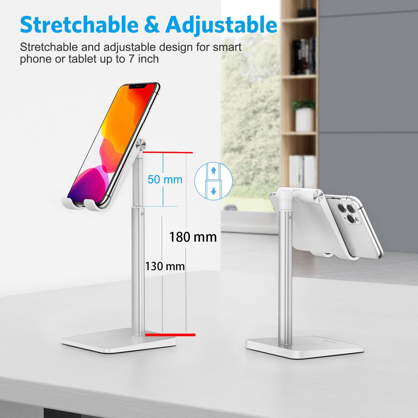 OMOTON CA02 Cell Phone Stand with Charging Hole for Desk Lightwei by OMOTON - Angle View 5